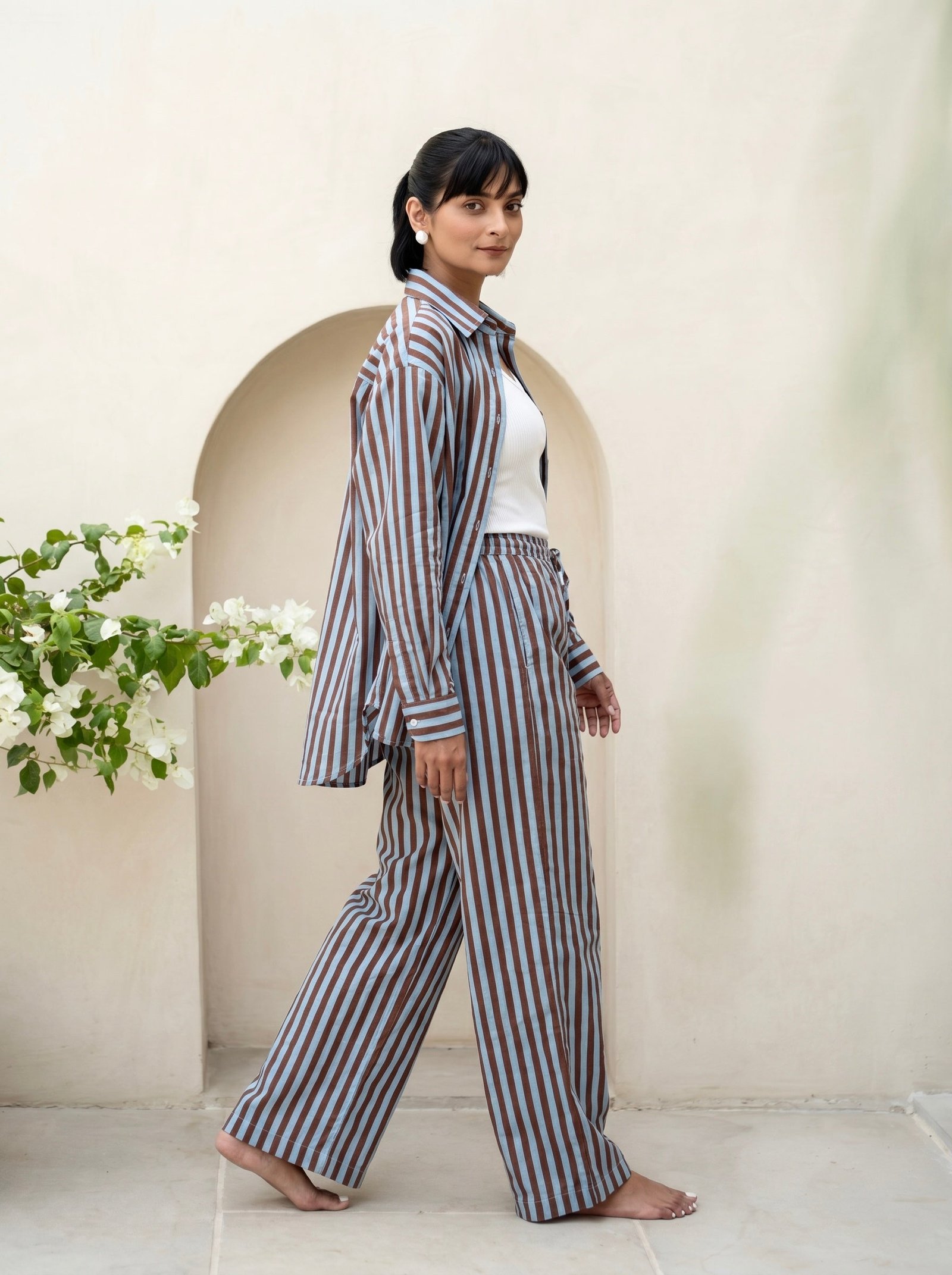 Mocha Blue Stripe Co-Ord Set