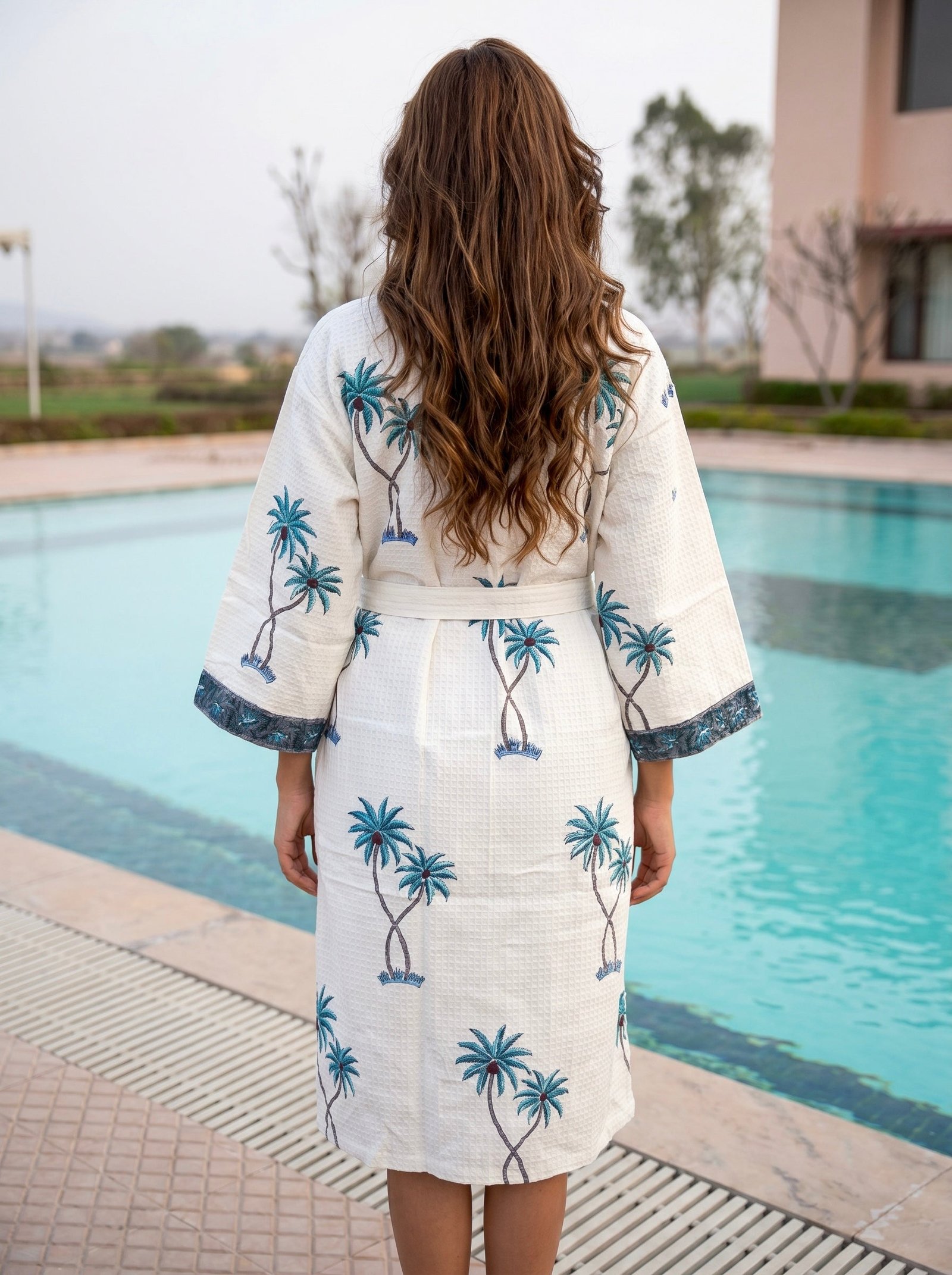 Palm Paradise Waffle Bathrobe