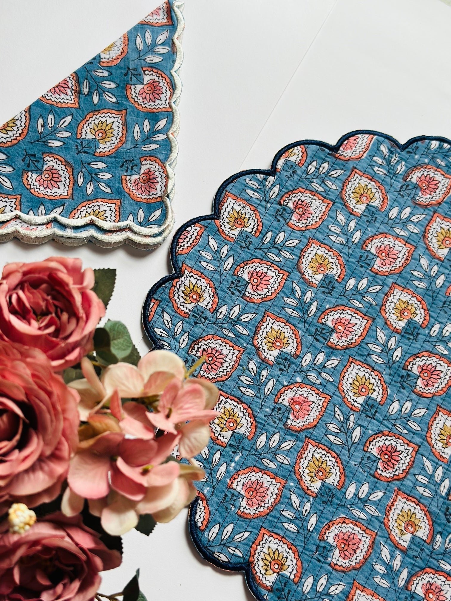 Heritage Floral Quilted Placemats & Napkin Set of 6