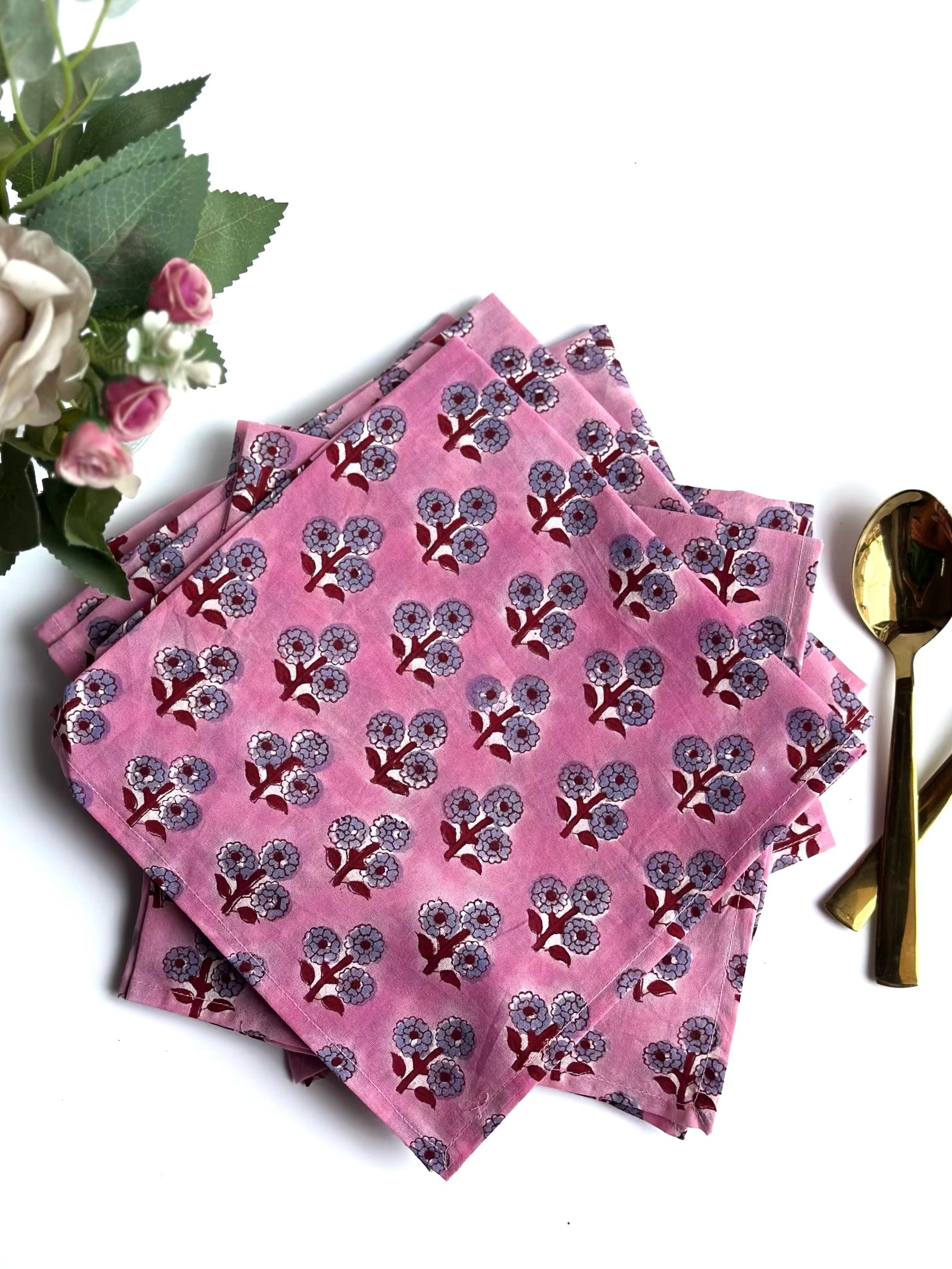 Blush Berry Floral Cotton Napkin (Set of 6 )