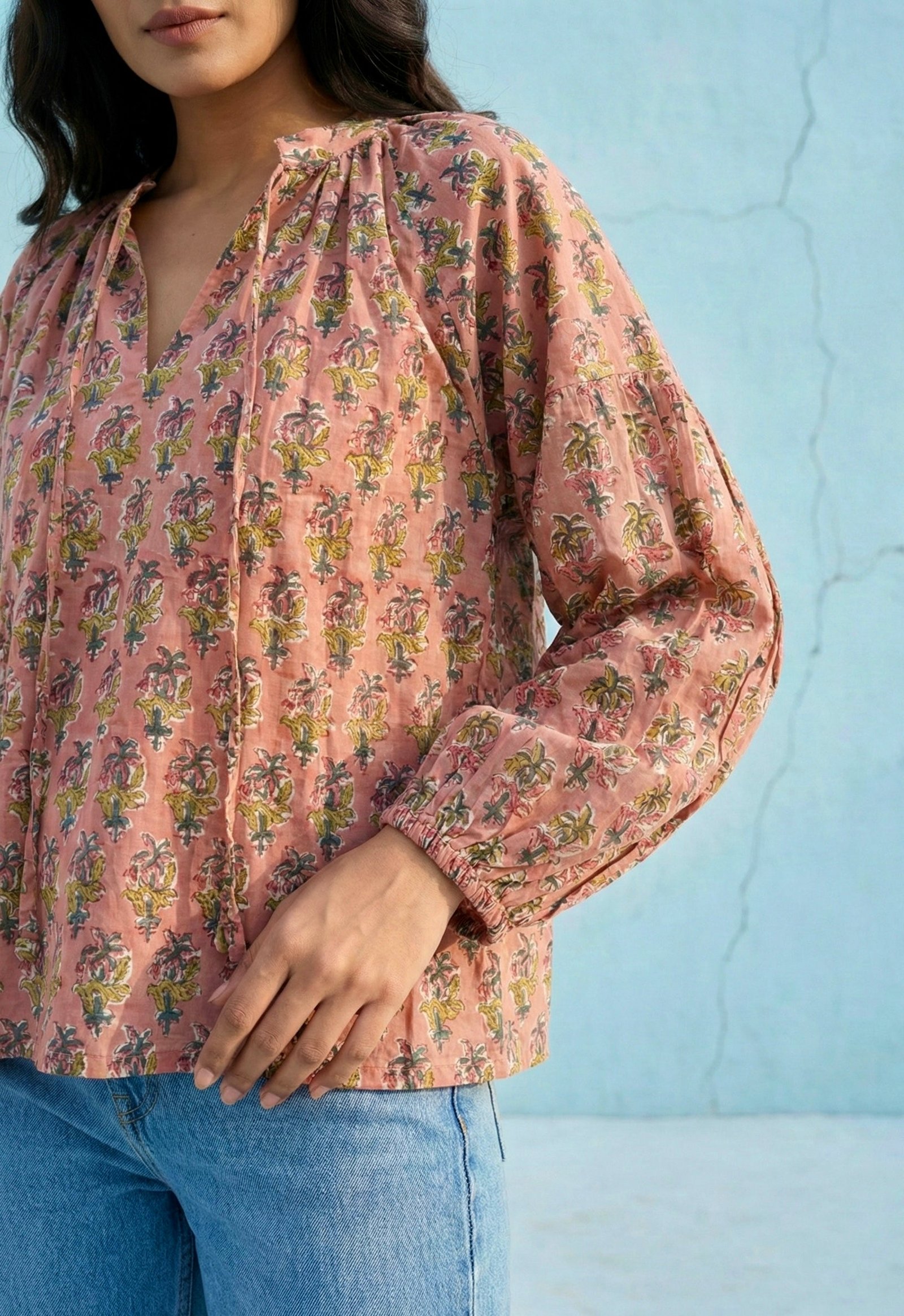 Blush Meadow Printed Cotton Top