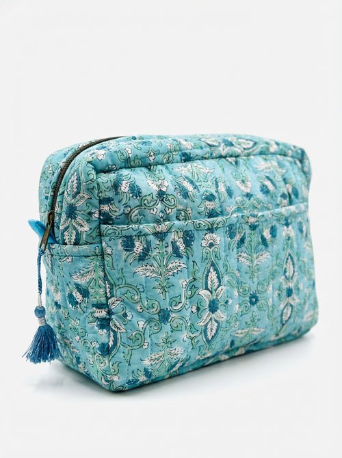 Aqua Garden Quilted Cosmetic Bag