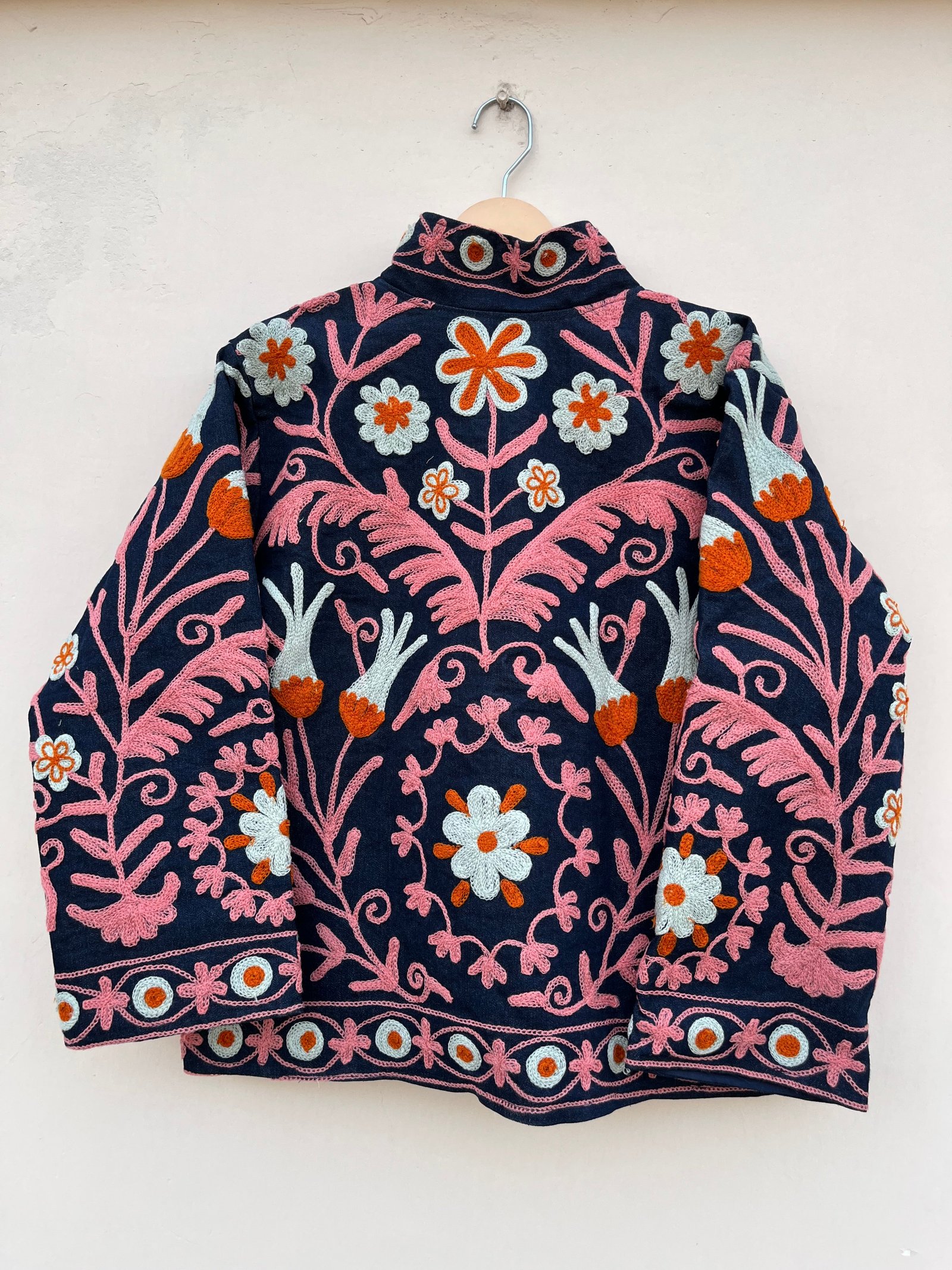 Navy Bloom Suzani Denim Jacket