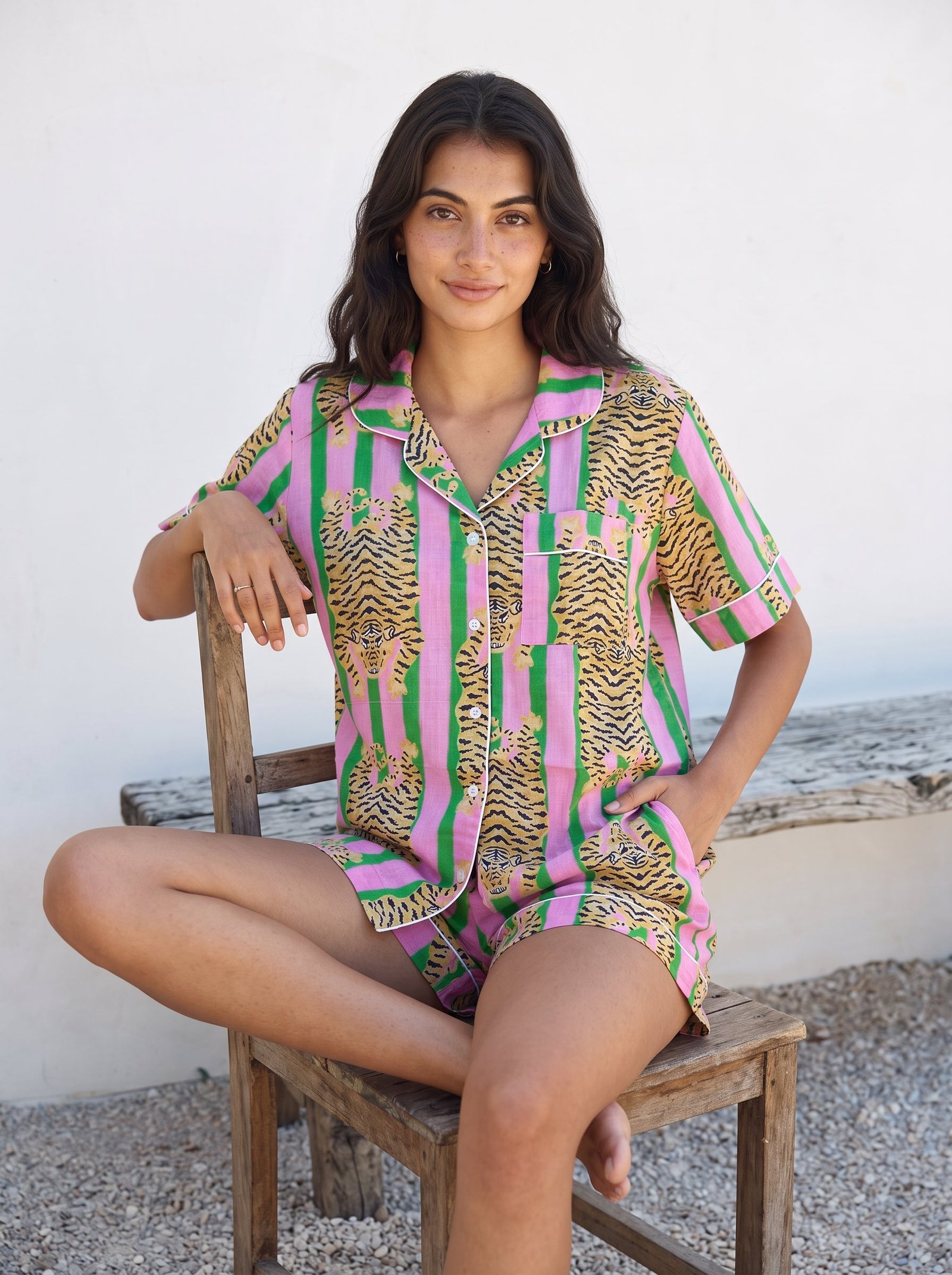 Pink Tiger Stripe Pajama Set