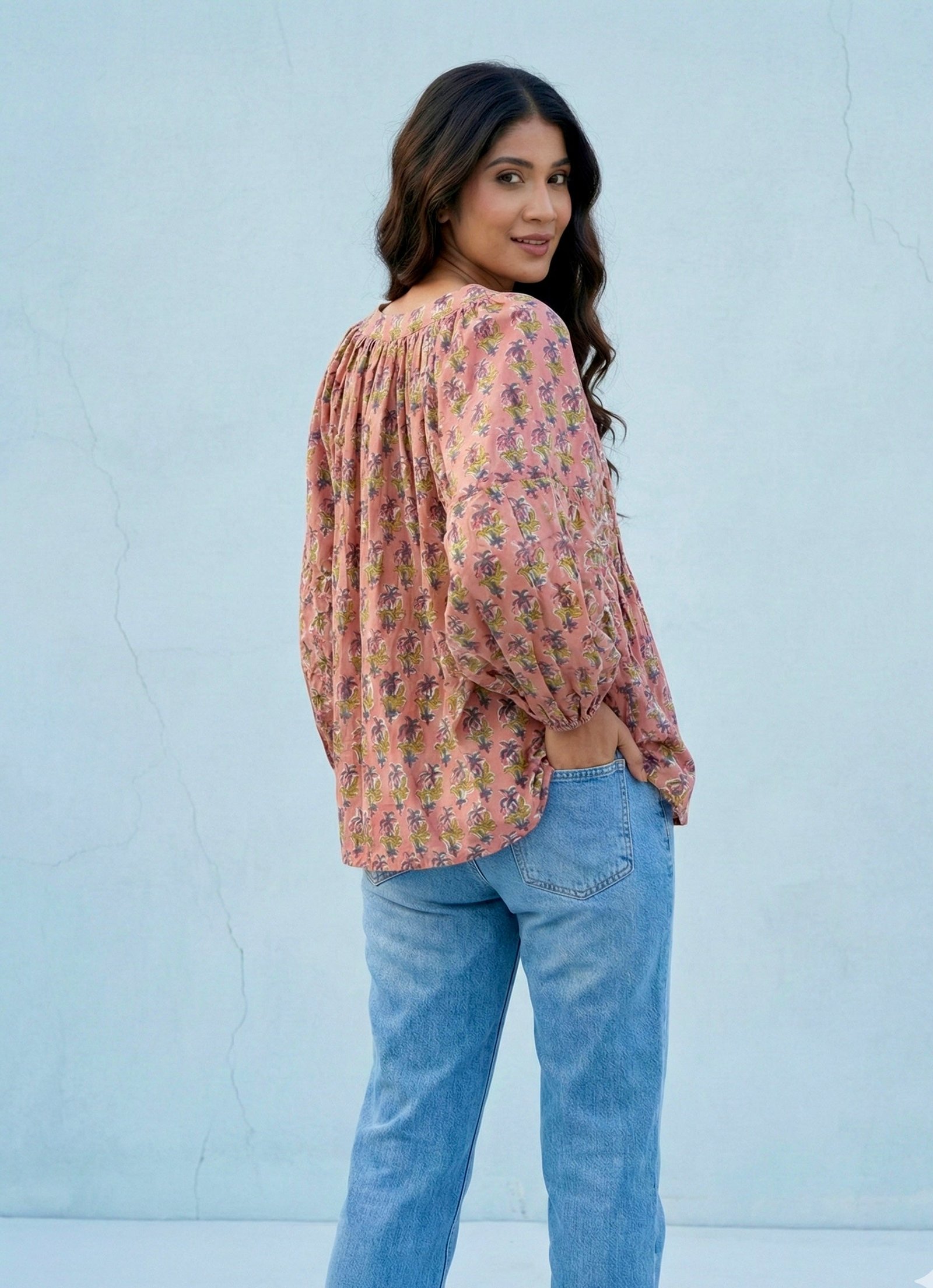 Blush Meadow Printed Cotton Top