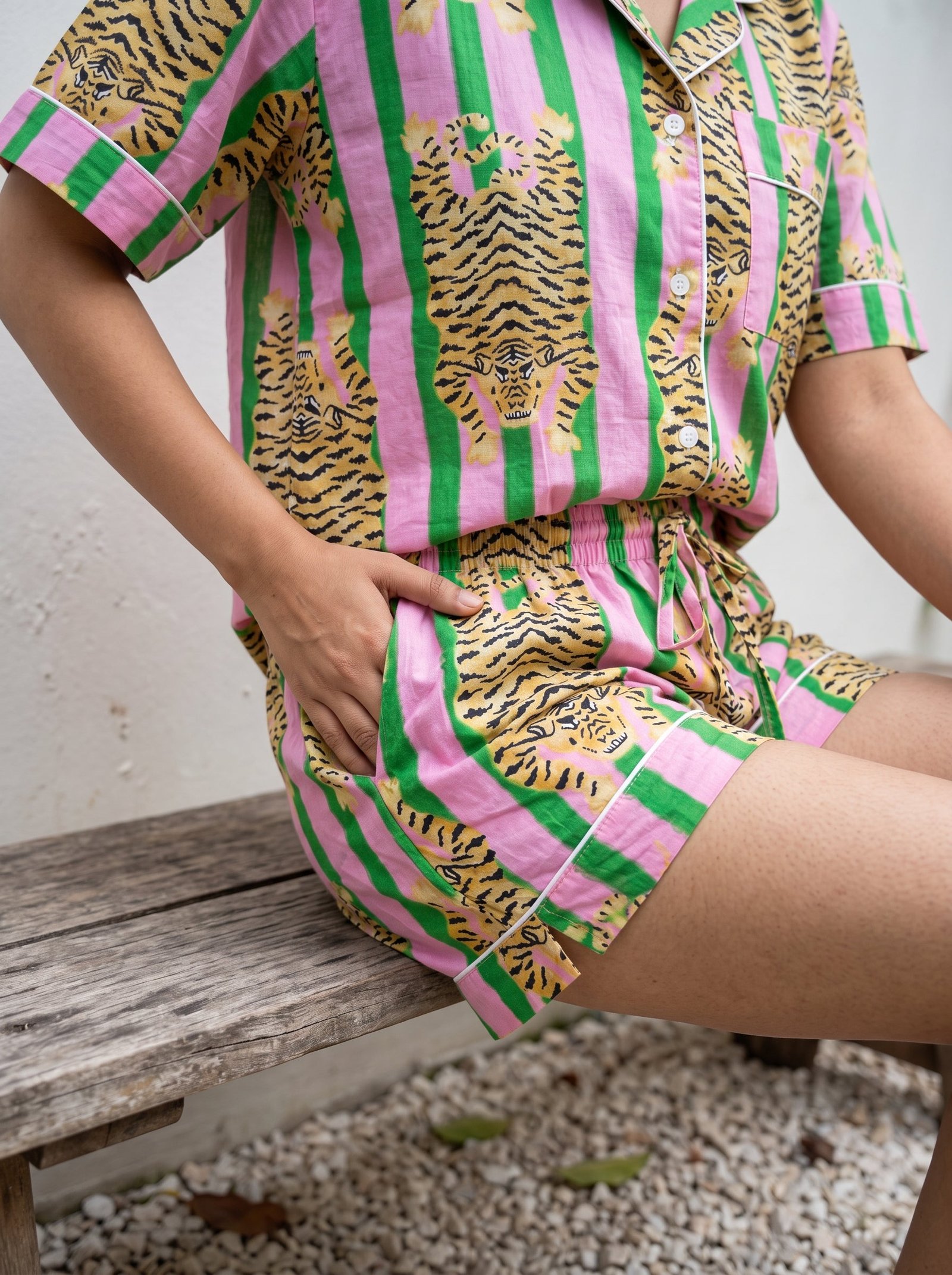 Pink Tiger Stripe Pajama Set