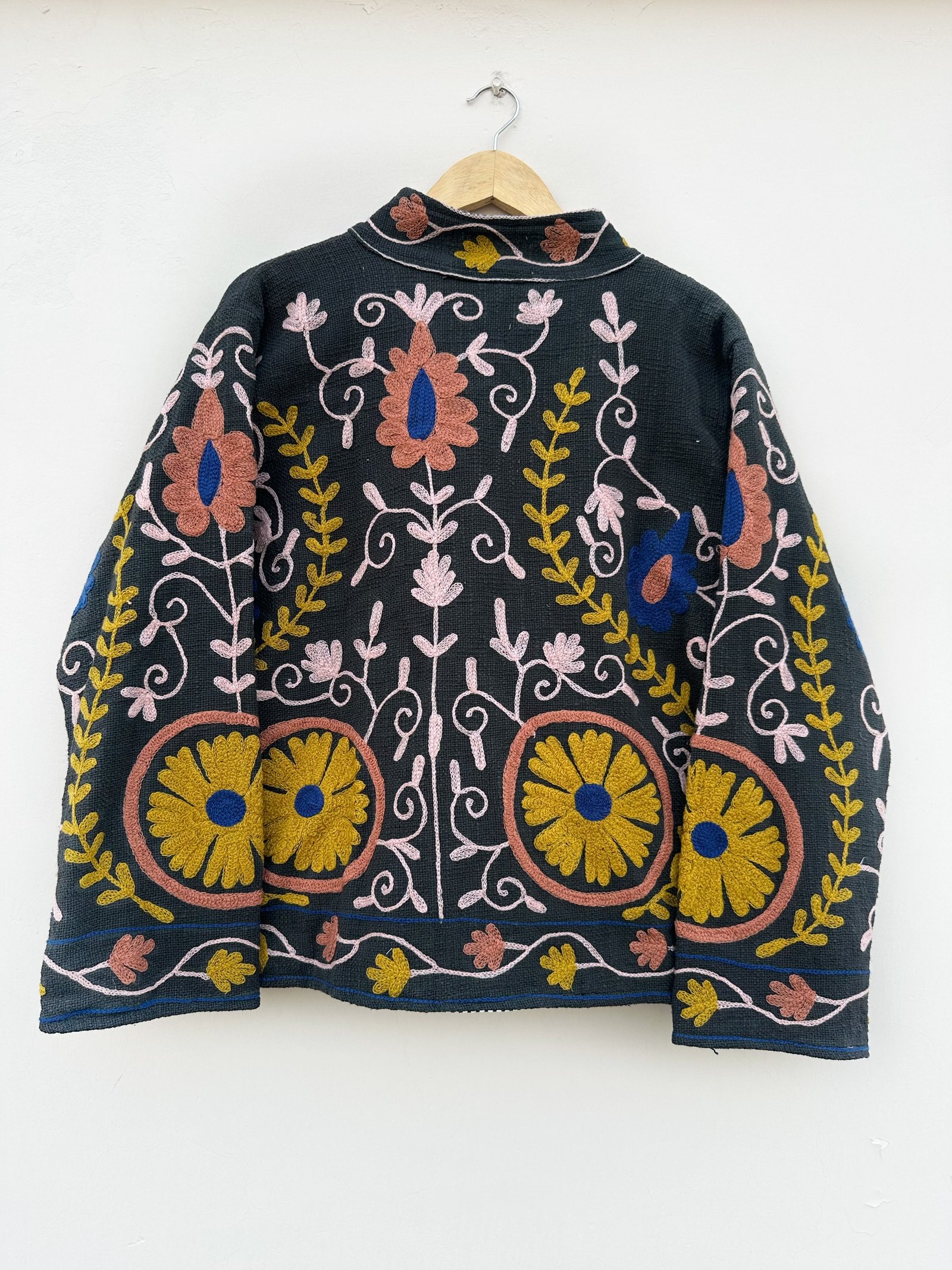Midnight Blossom Cotton Tnt Suzani Jacket