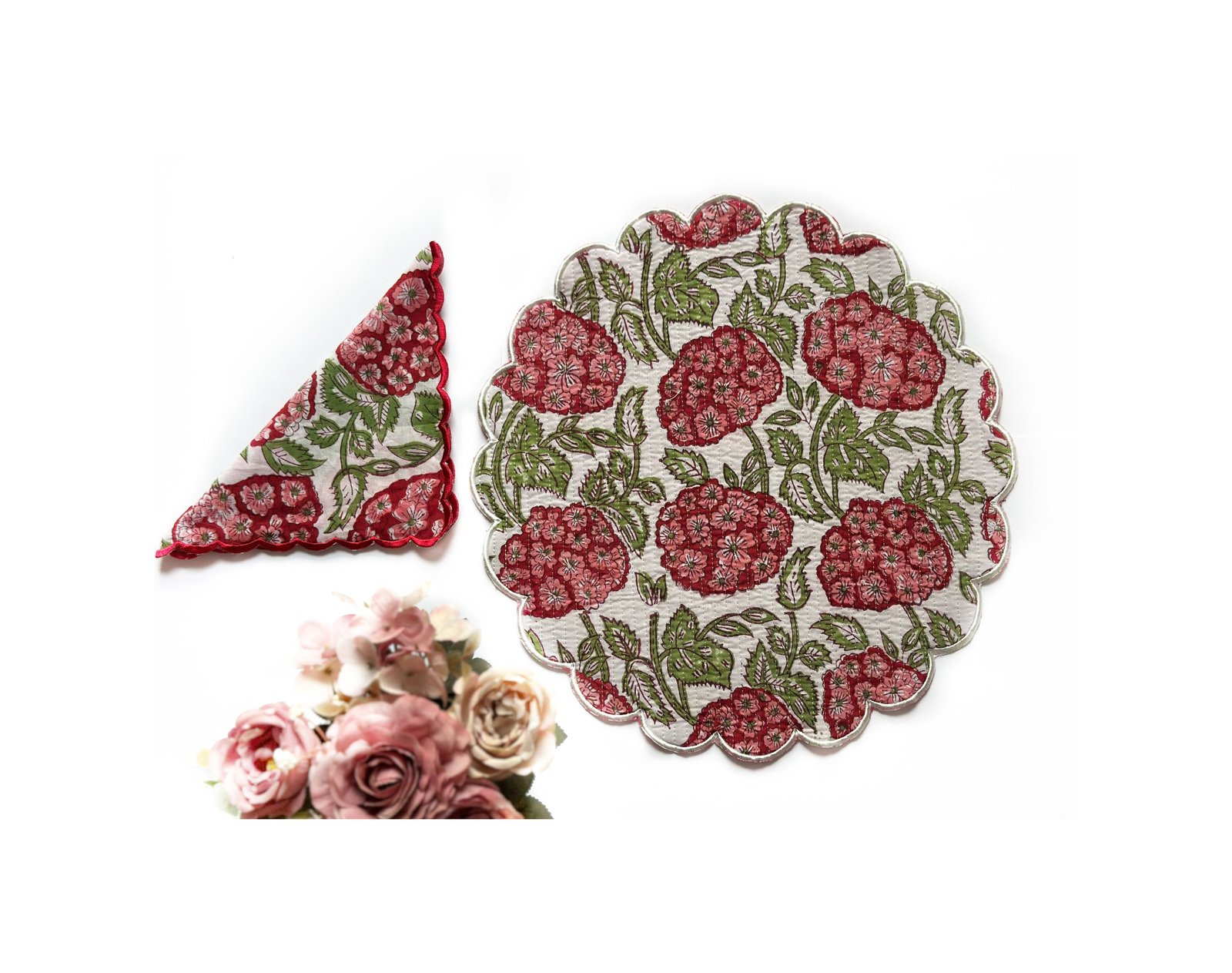 Bloosom Vine Quilted Placemats & Napkin Set of 6