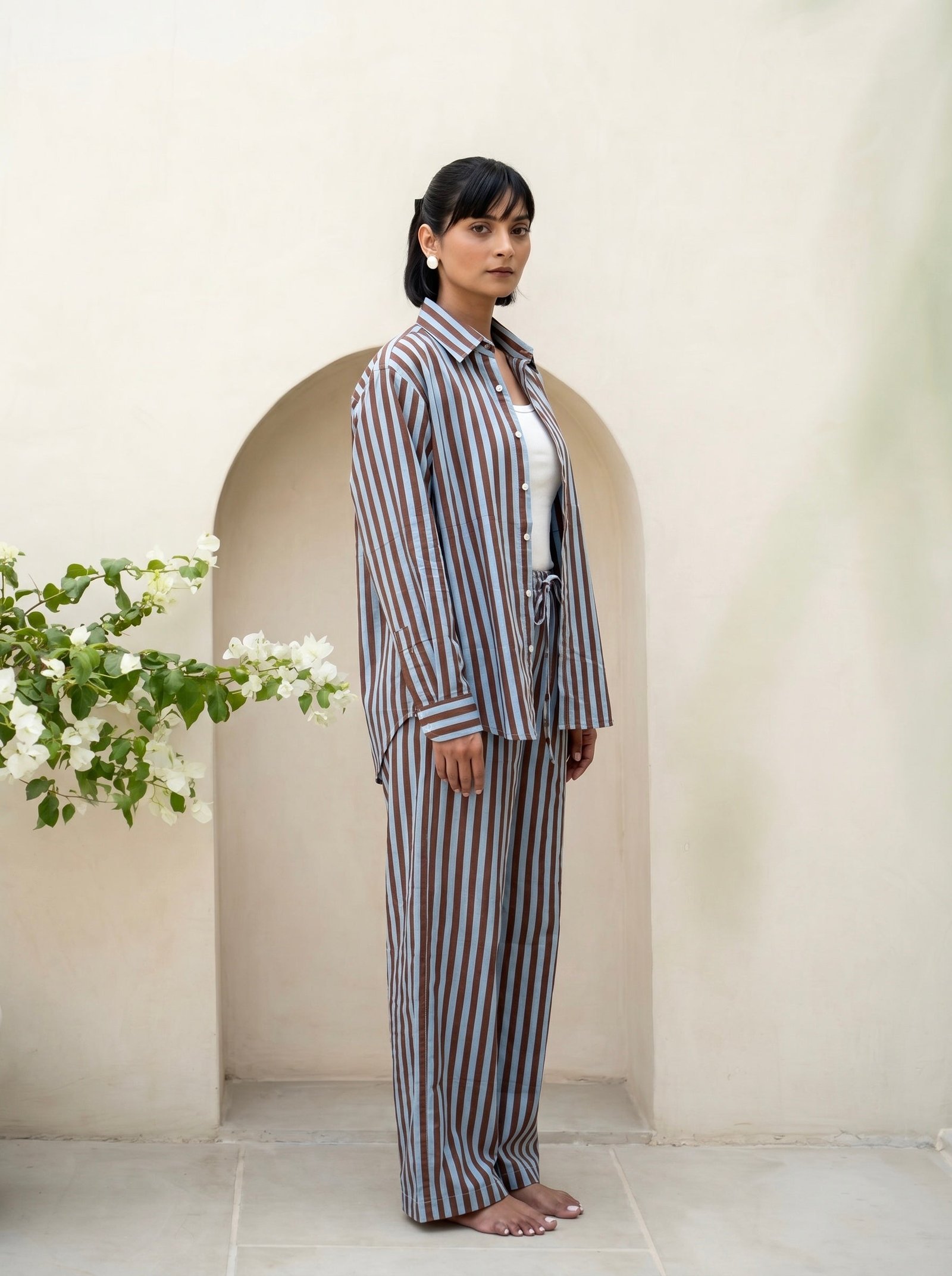 Mocha Blue Stripe Co-Ord Set