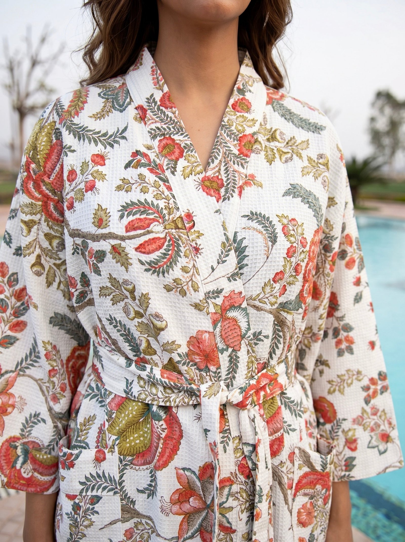 Vintage Bloom Cotton Waffle Bathrobe