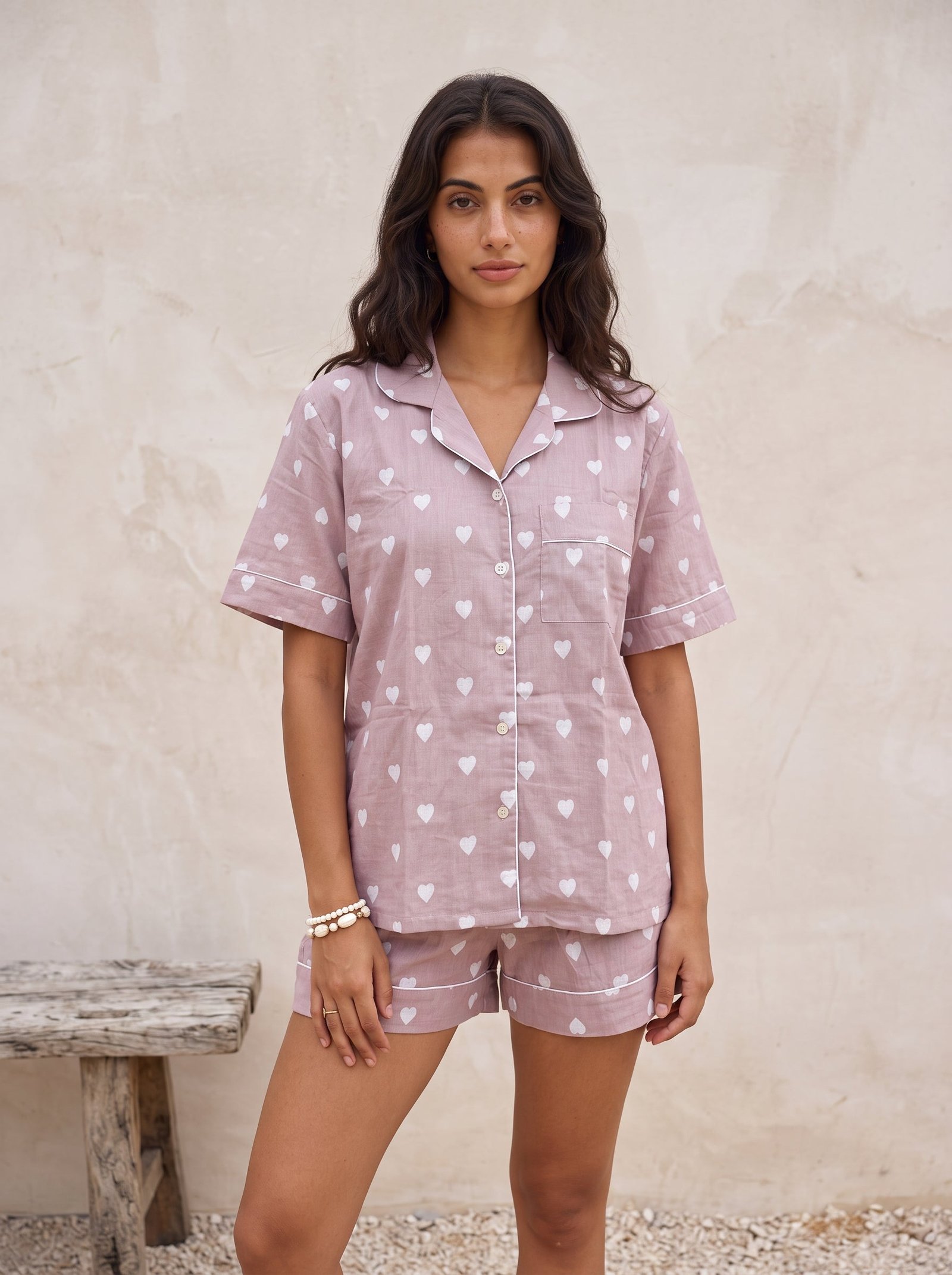 Blush Heart Cotton Pajama Set