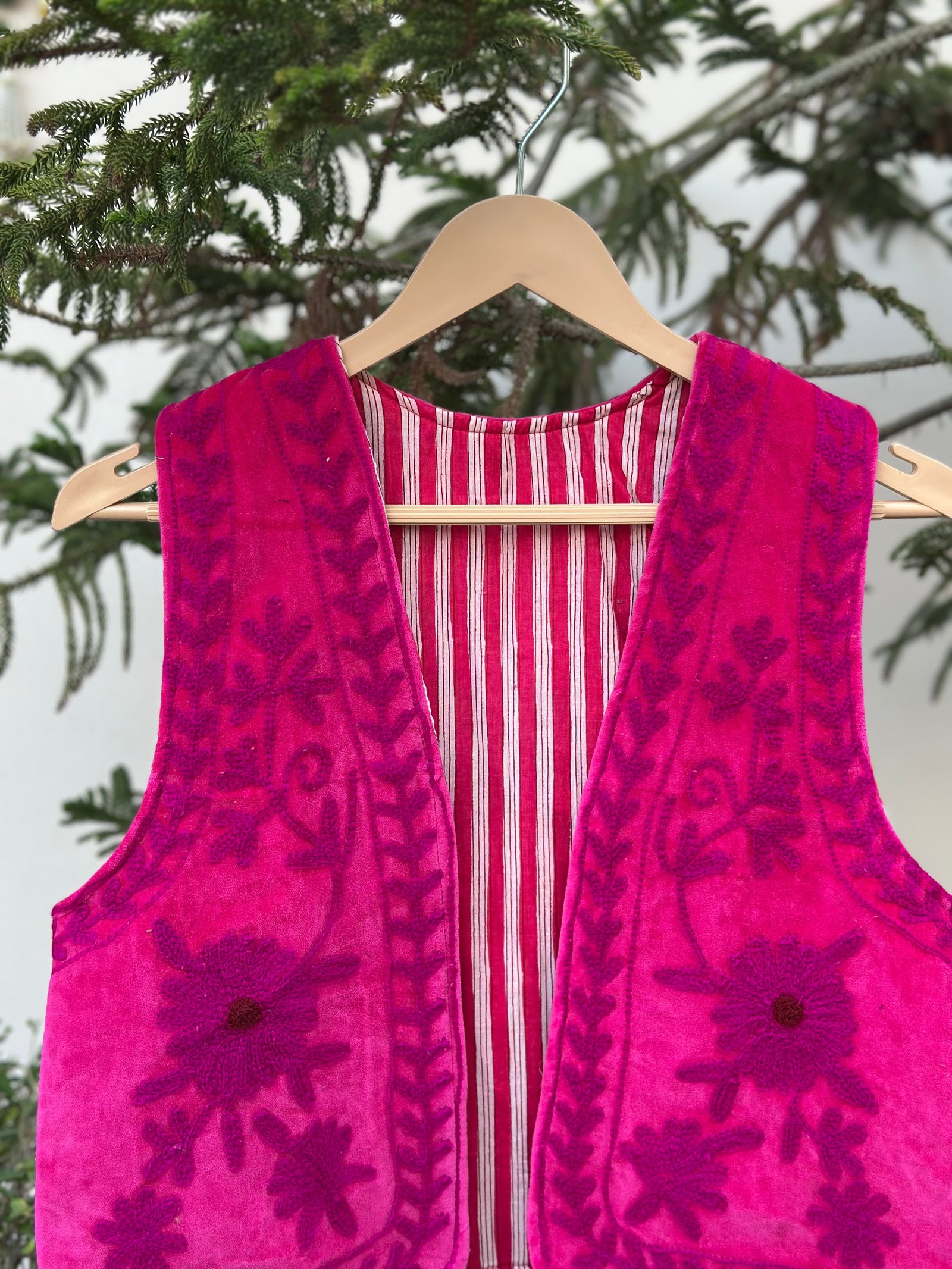 Pink Petal Tonal Velvet Vest