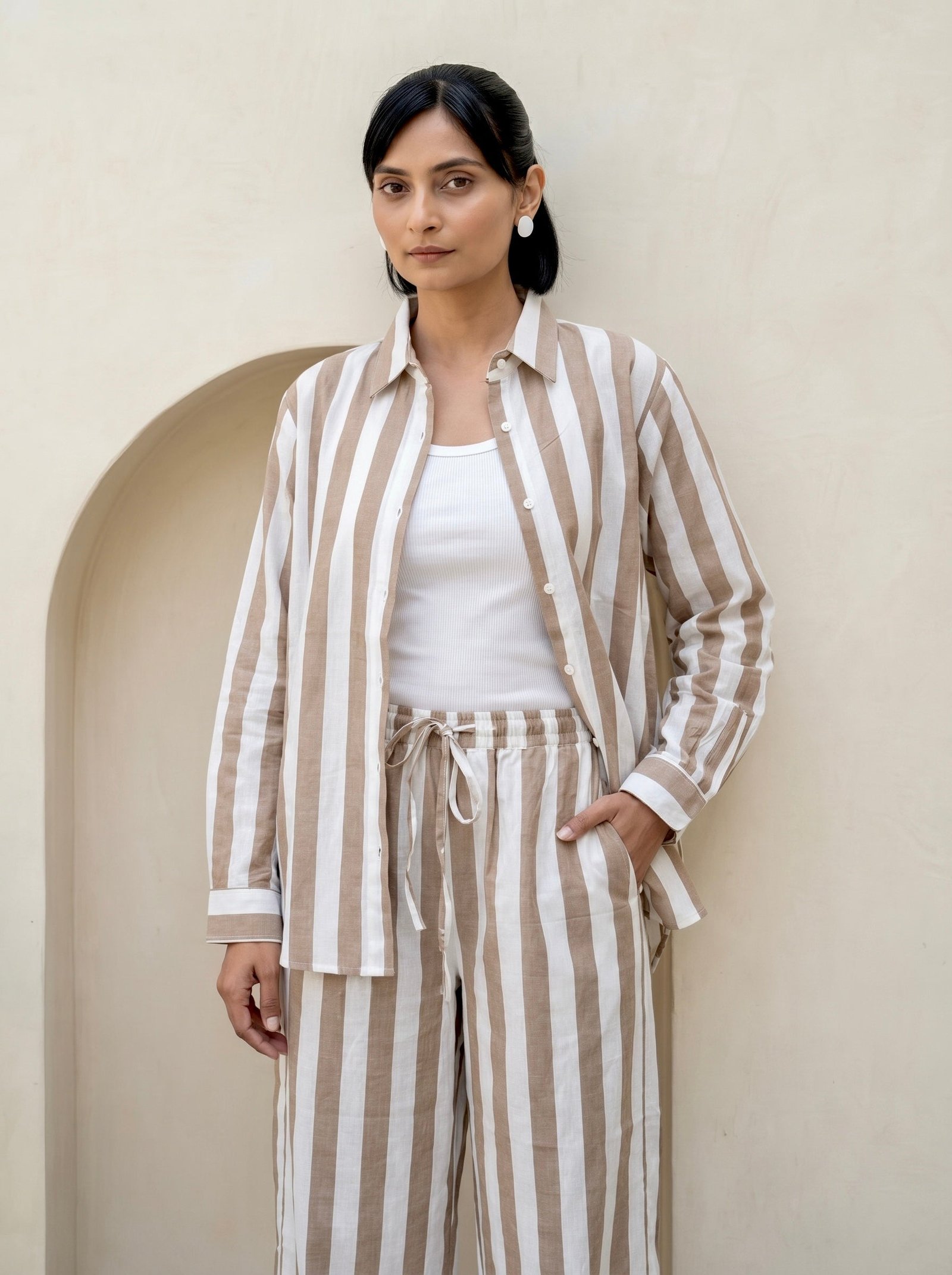 Sand Beige Stripe Co-Ord Set