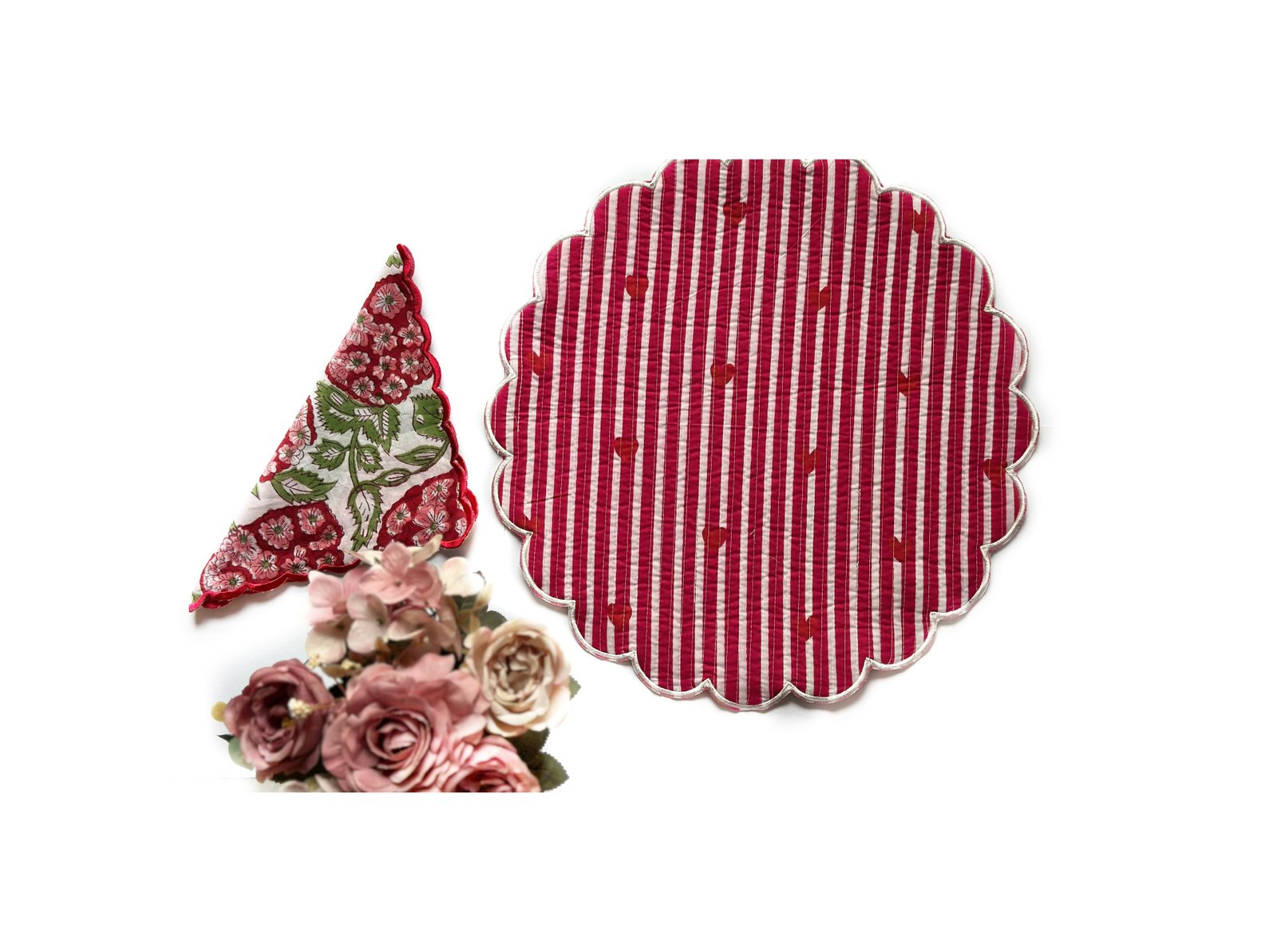 Bloosom Vine Quilted Placemats & Napkin Set of 6