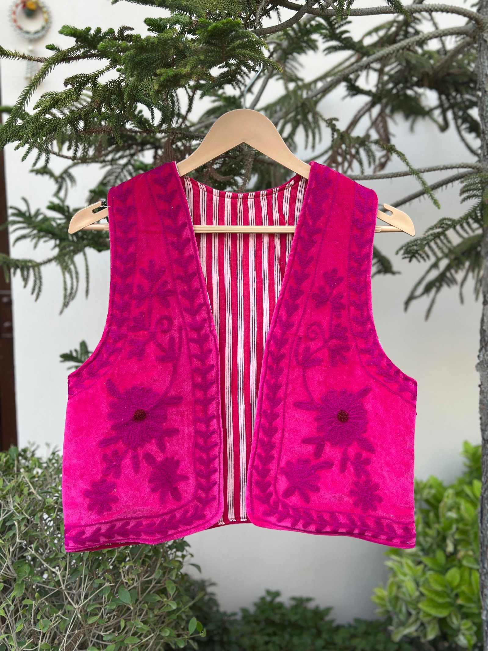 Pink Petal Tonal Velvet Vest