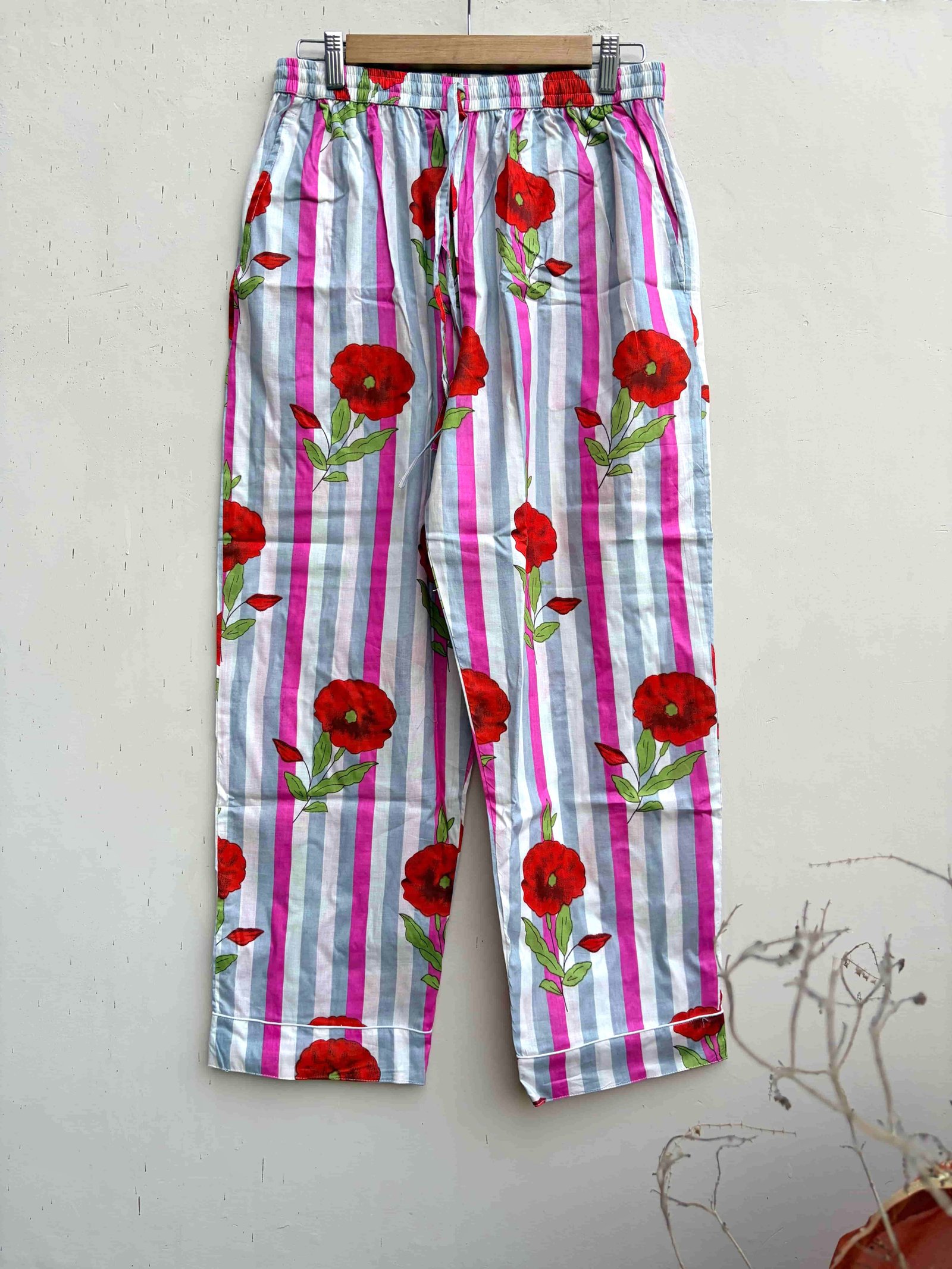 Bold Poppy Print & Striped PJ Set