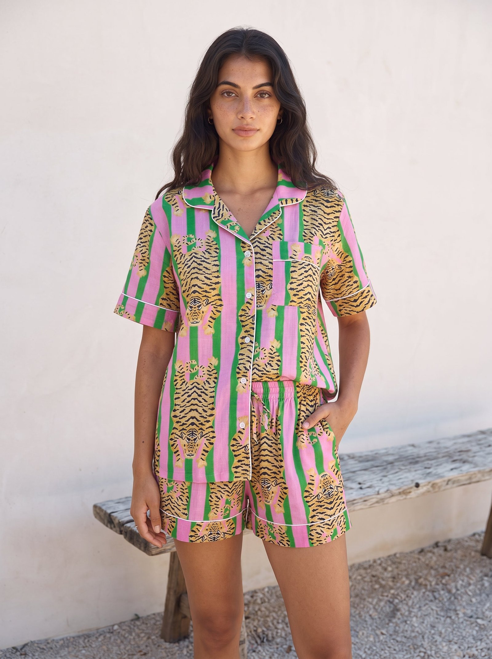 Pink Tiger Stripe Pajama Set