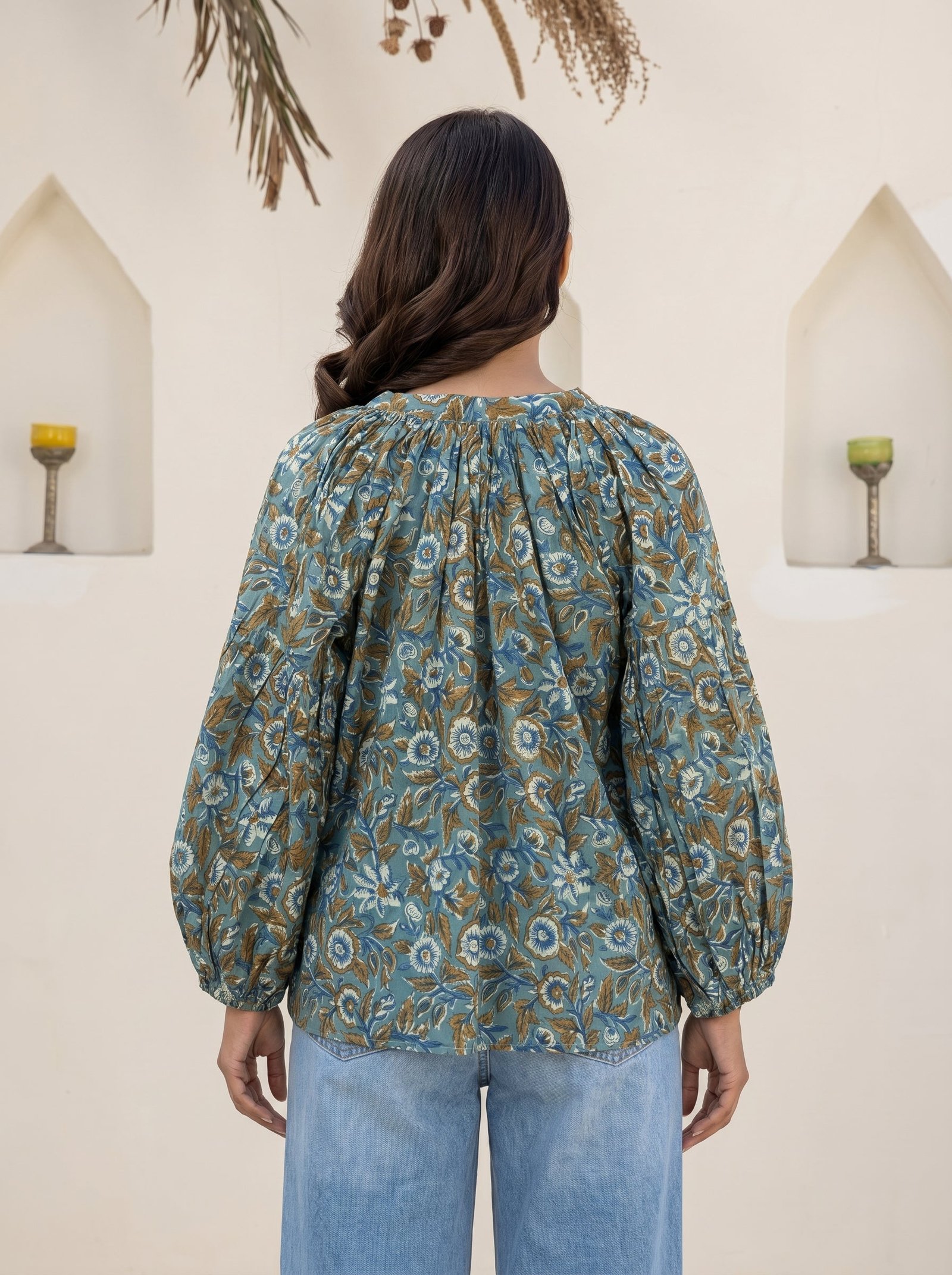 Jaipur Floral Block Print Cotton Top