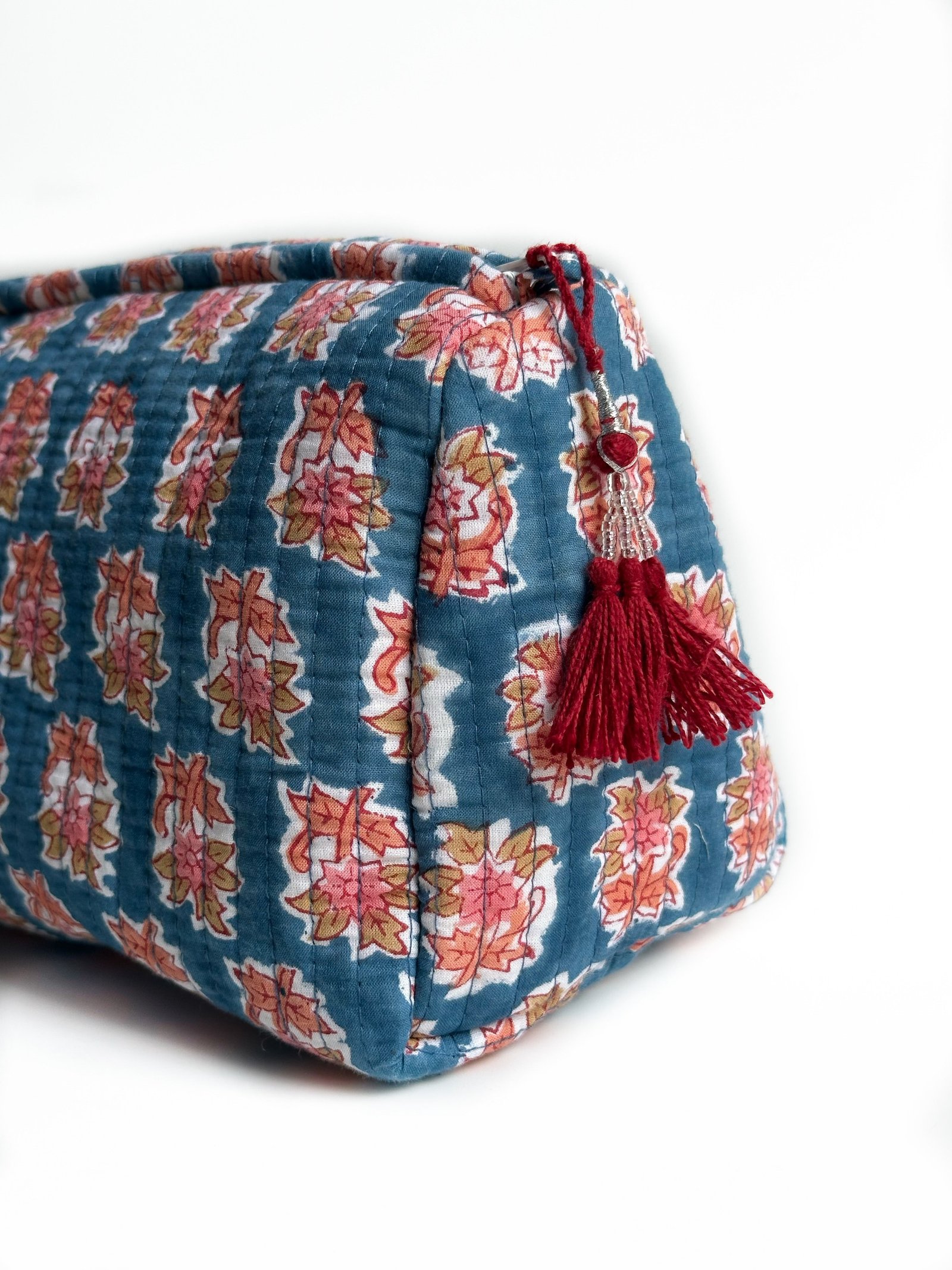 Blue Blossom Quilted Pouch (set of 3)
