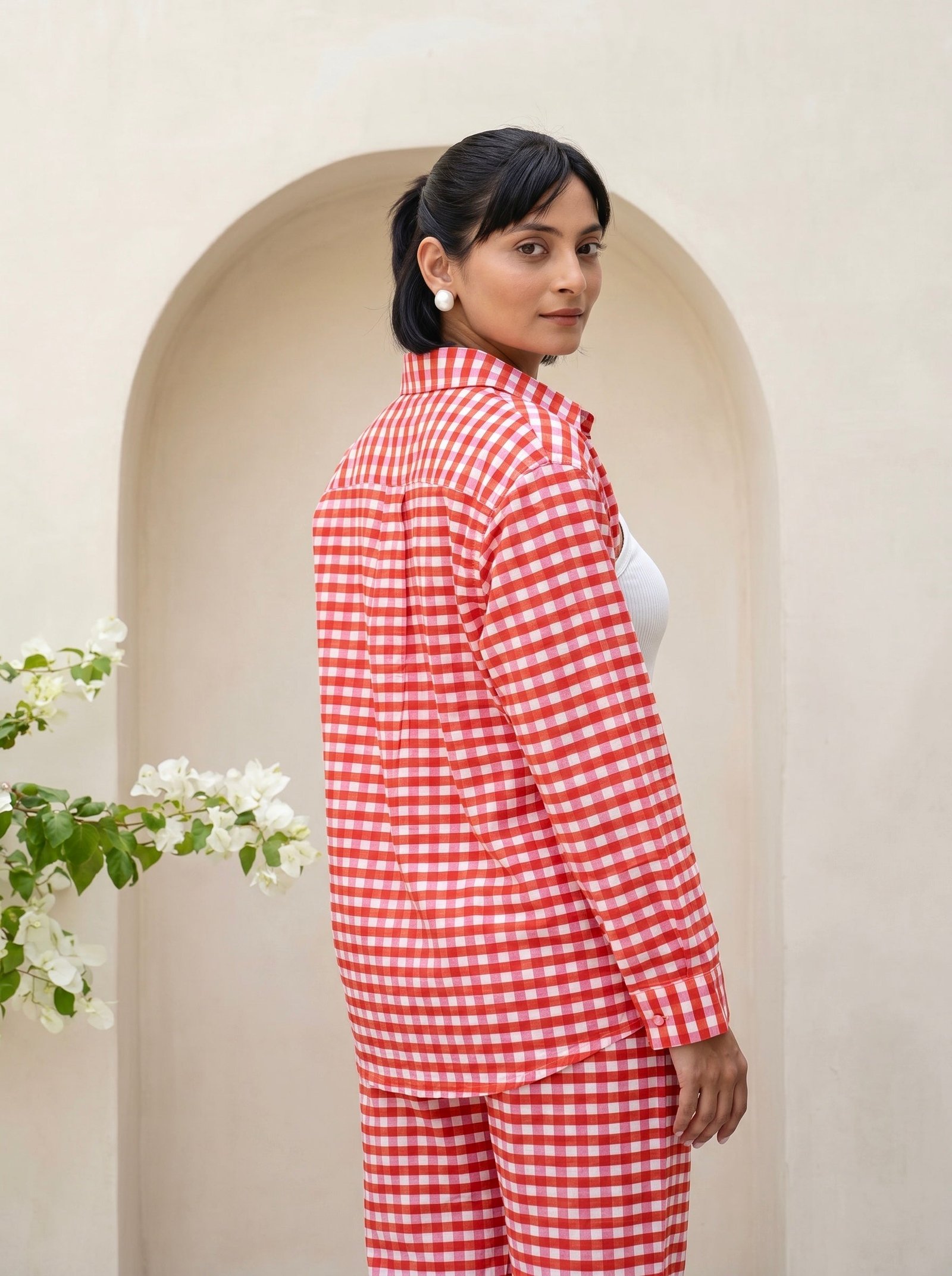 Coral Gingham Co-Ord Set
