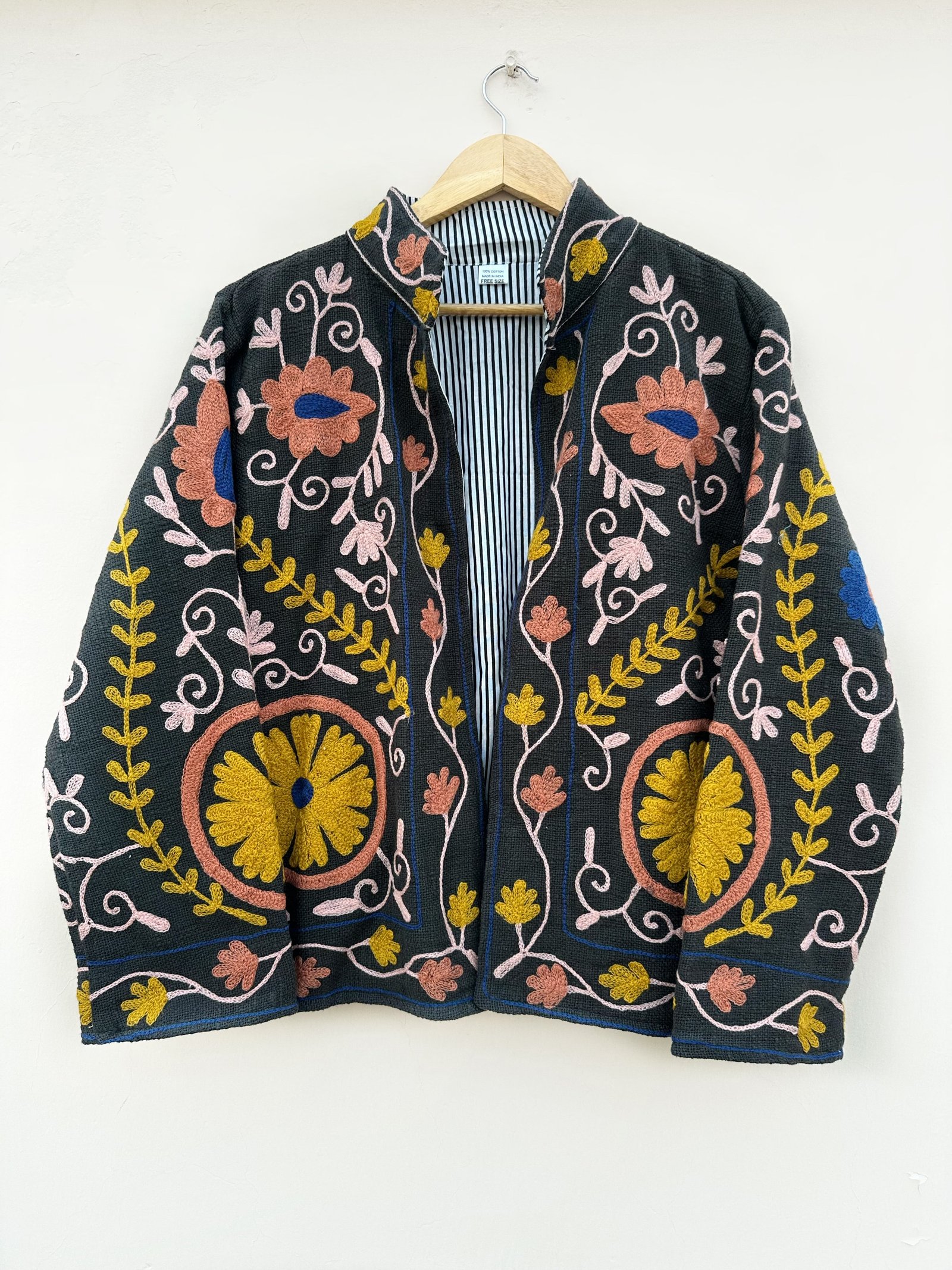 Midnight Blossom Cotton Tnt Suzani Jacket