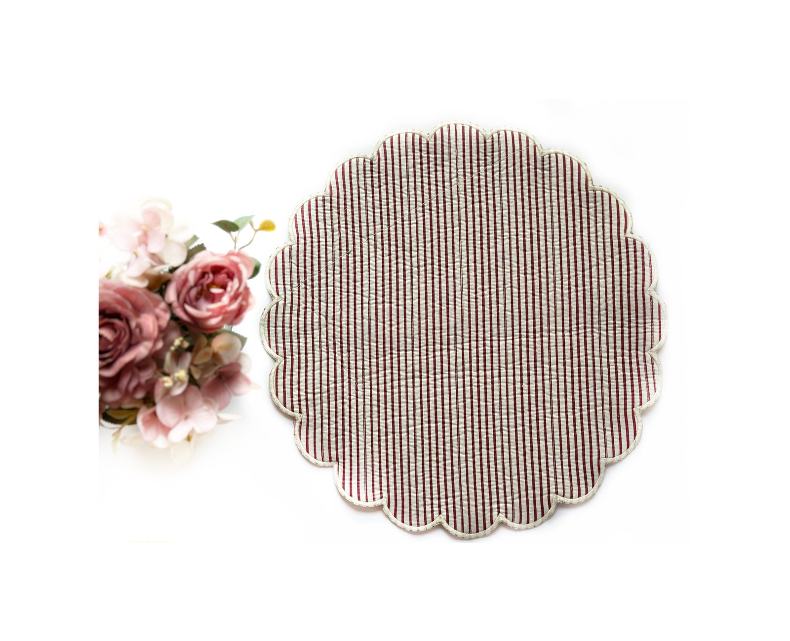 Cream Botanical Vine Scalloped Placemat Set of 6