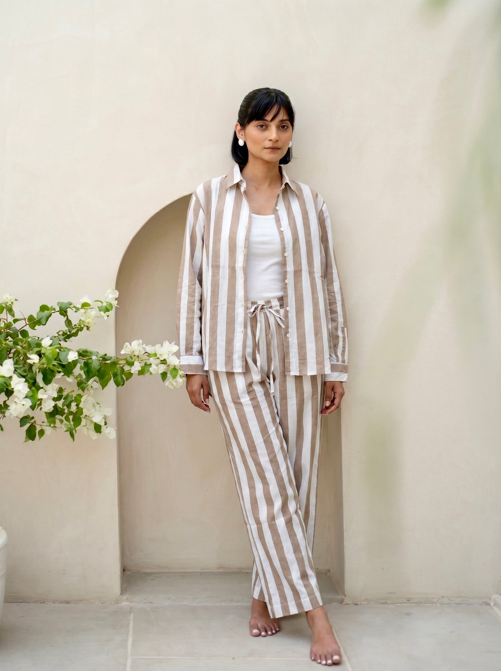 Sand Beige Stripe Co-Ord Set