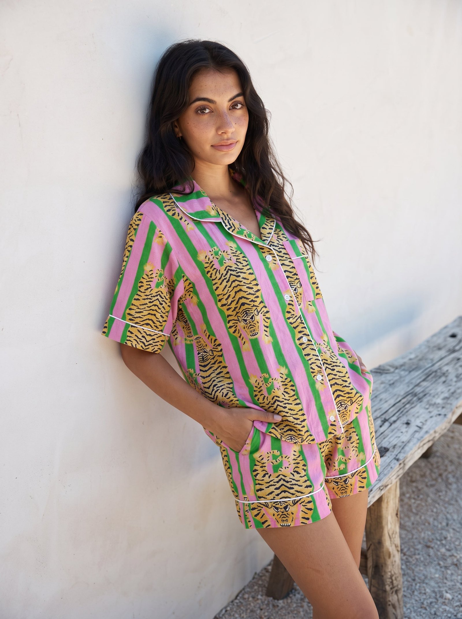 Pink Tiger Stripe Pajama Set