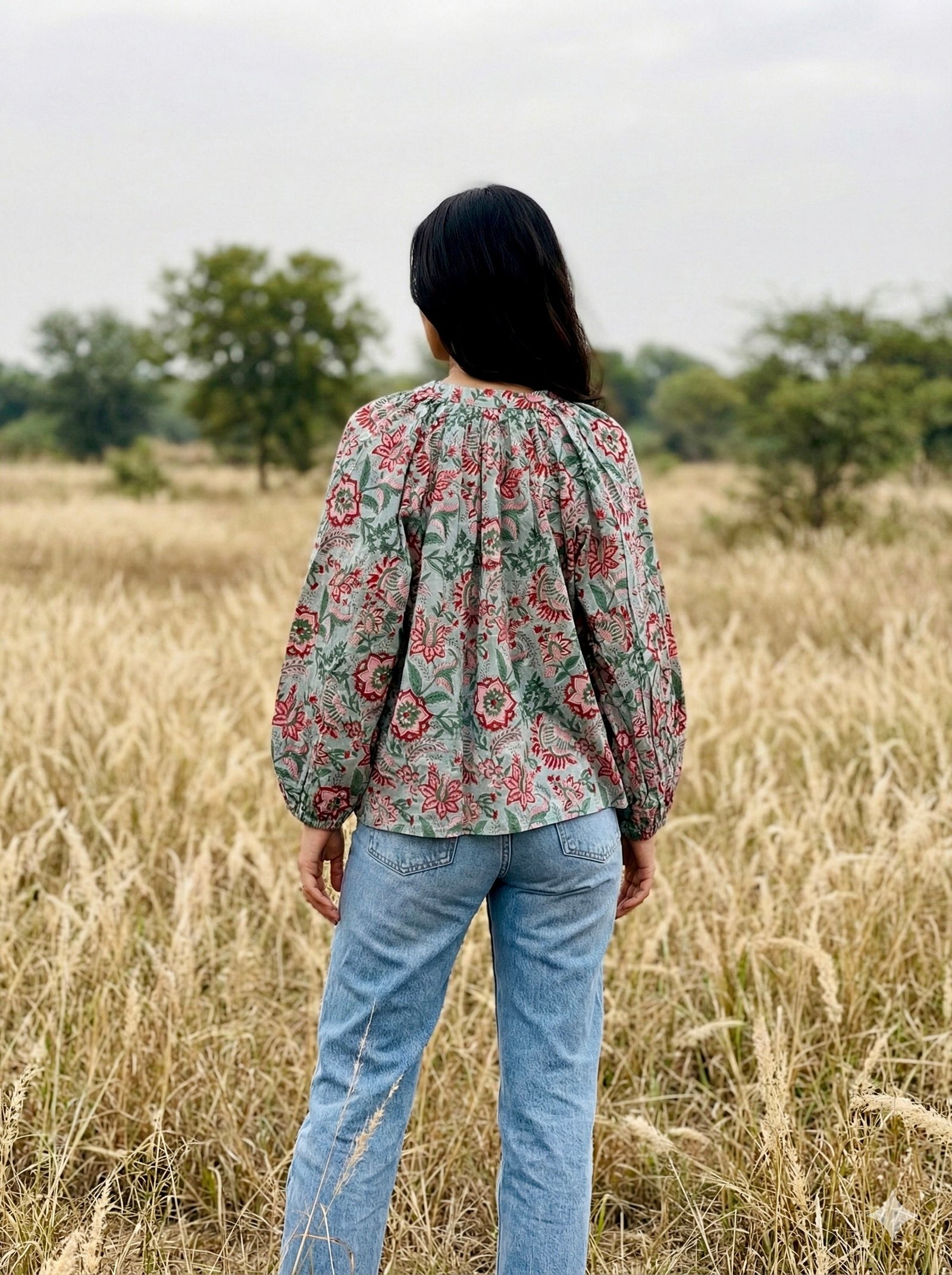 Misty Garden Floral Cotton Top