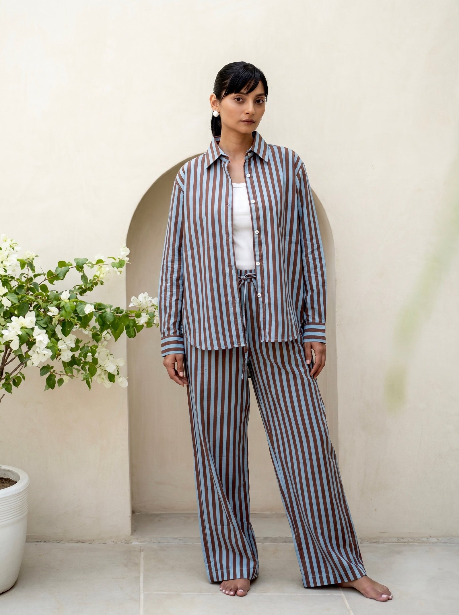 Mocha Blue Stripe Co-Ord Set