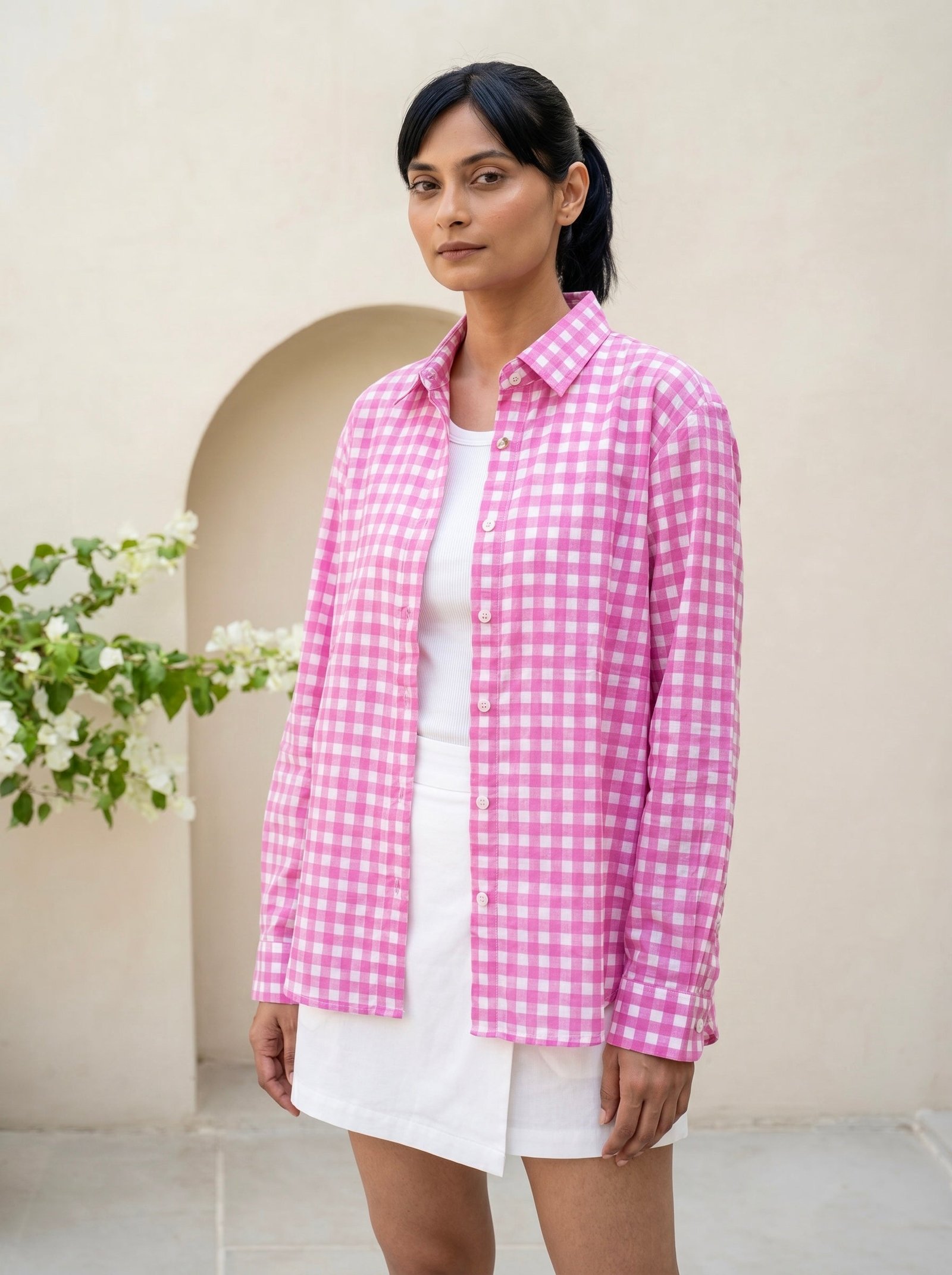 Soft Girl Pink Gingham Shirt