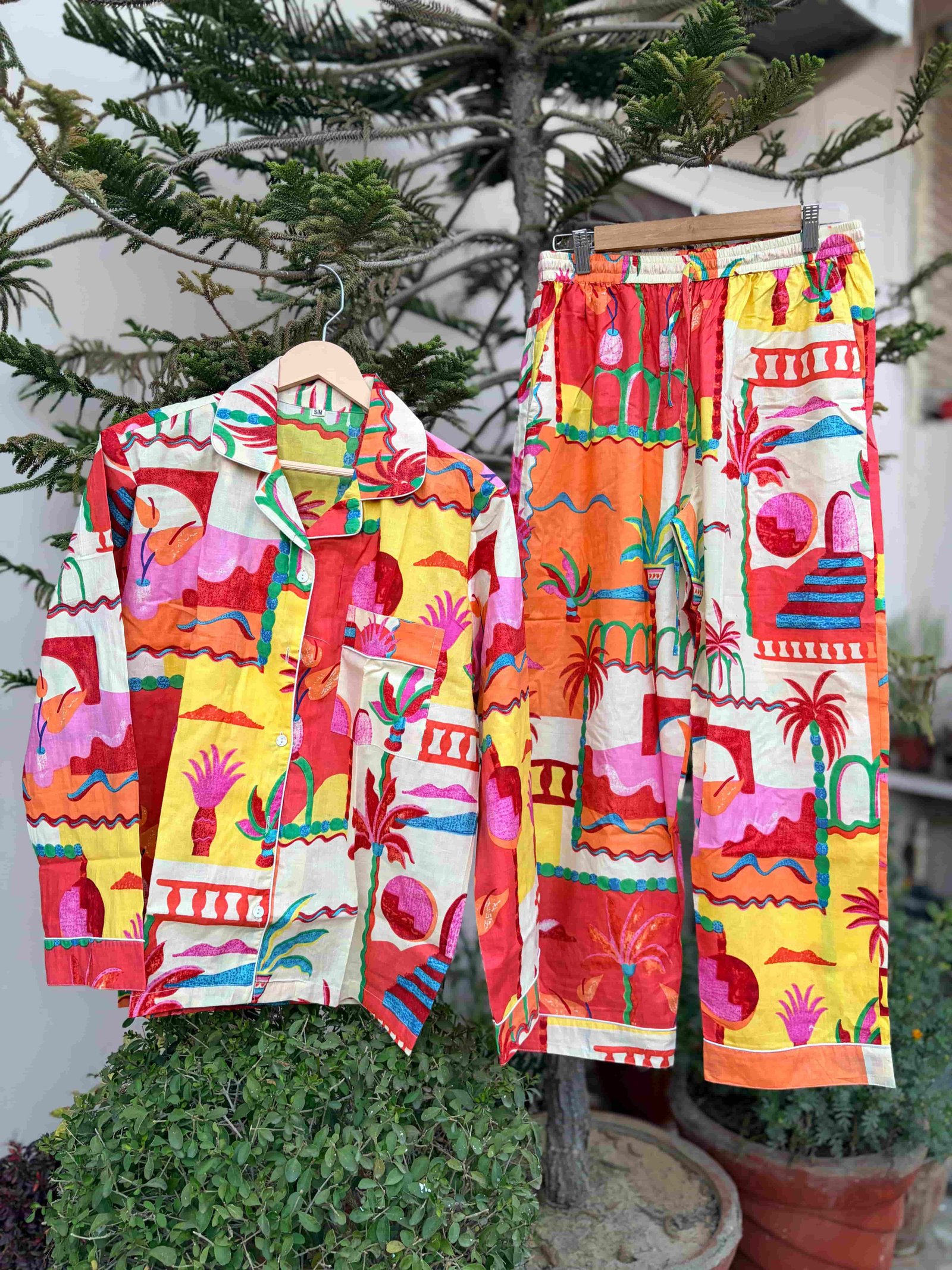 Abstract Escape Cotton pajamas Set