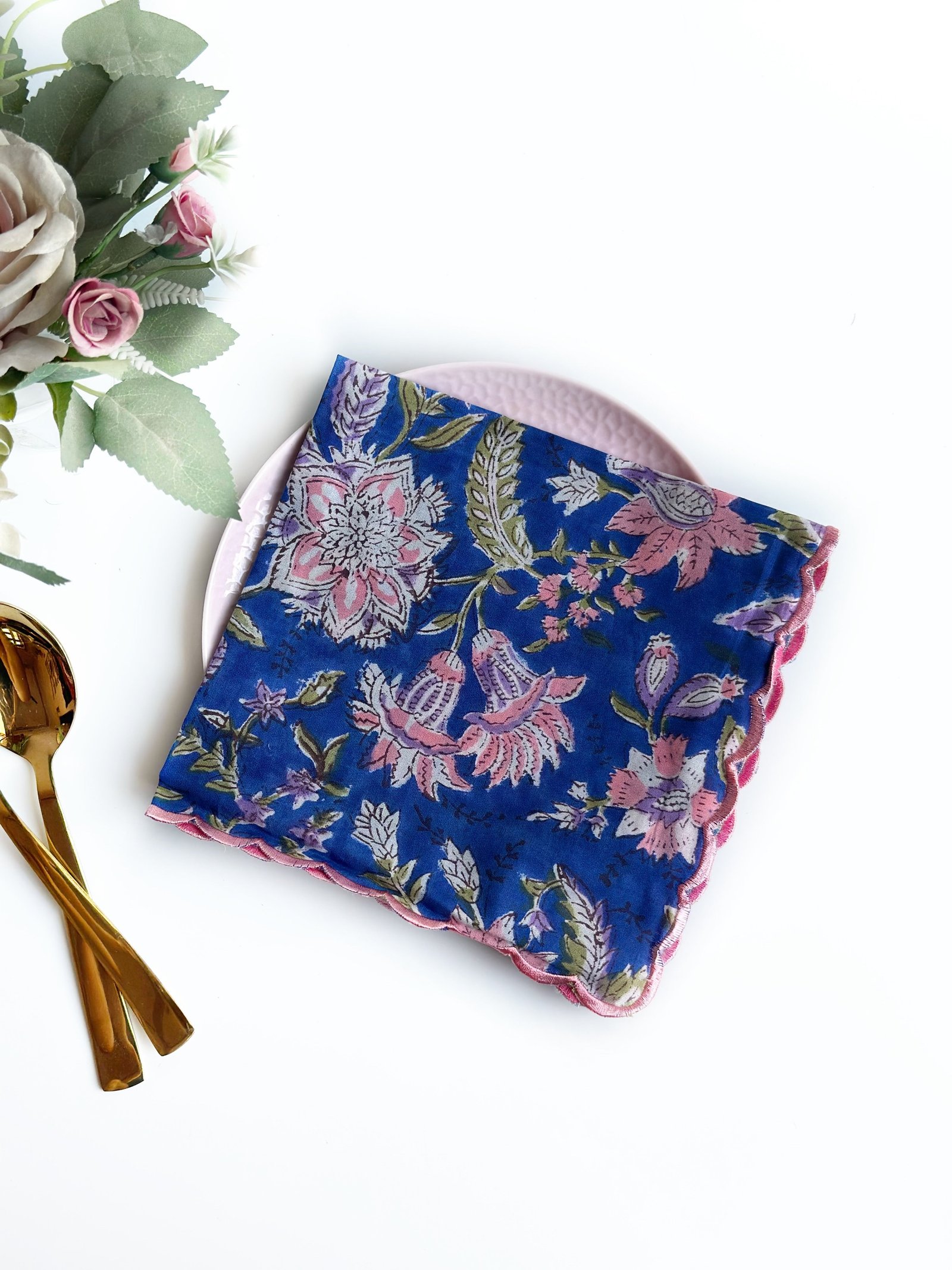 Blue Garden Scalloped Napkins (set of 6)