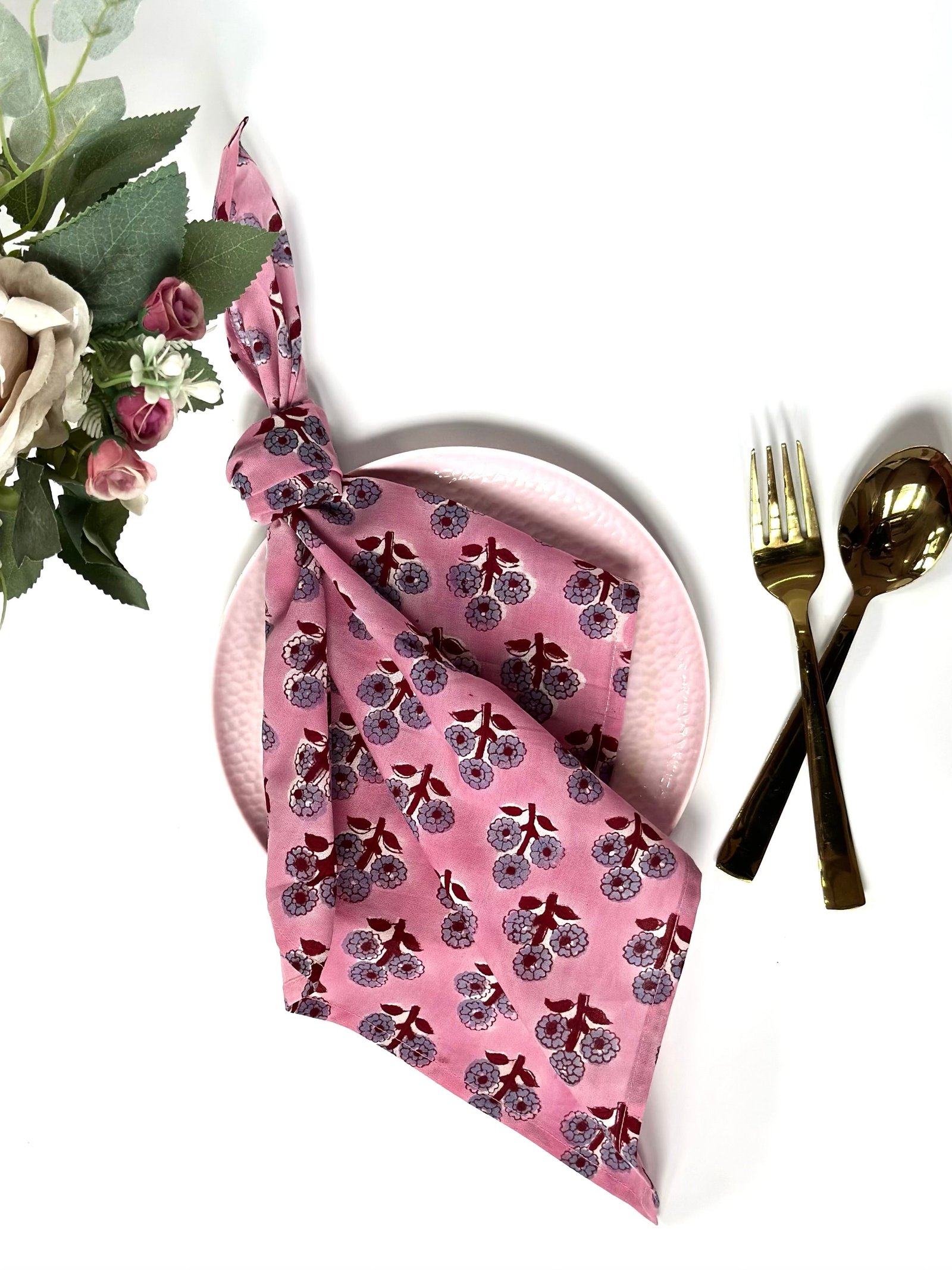 Blush Berry Floral Cotton Napkin (Set of 6 )