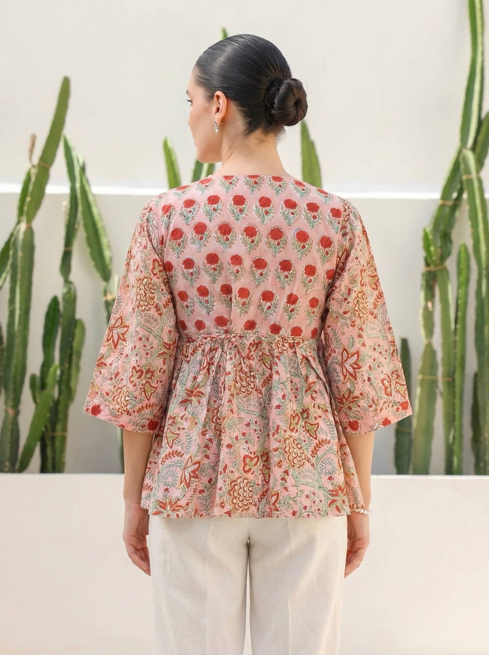 Blush Pink Floral Peplum Top