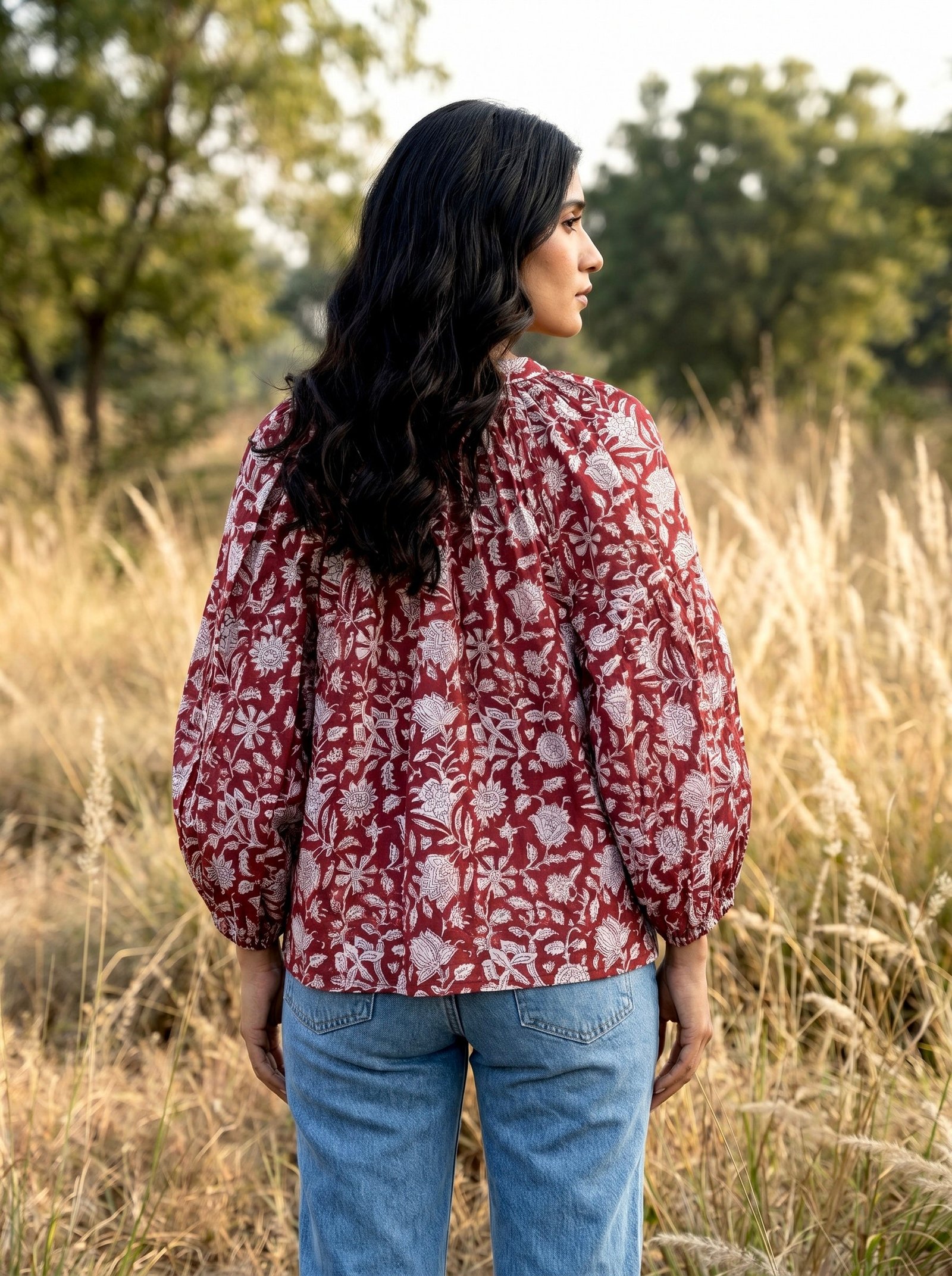 Rust Botanical Cotton Blouse