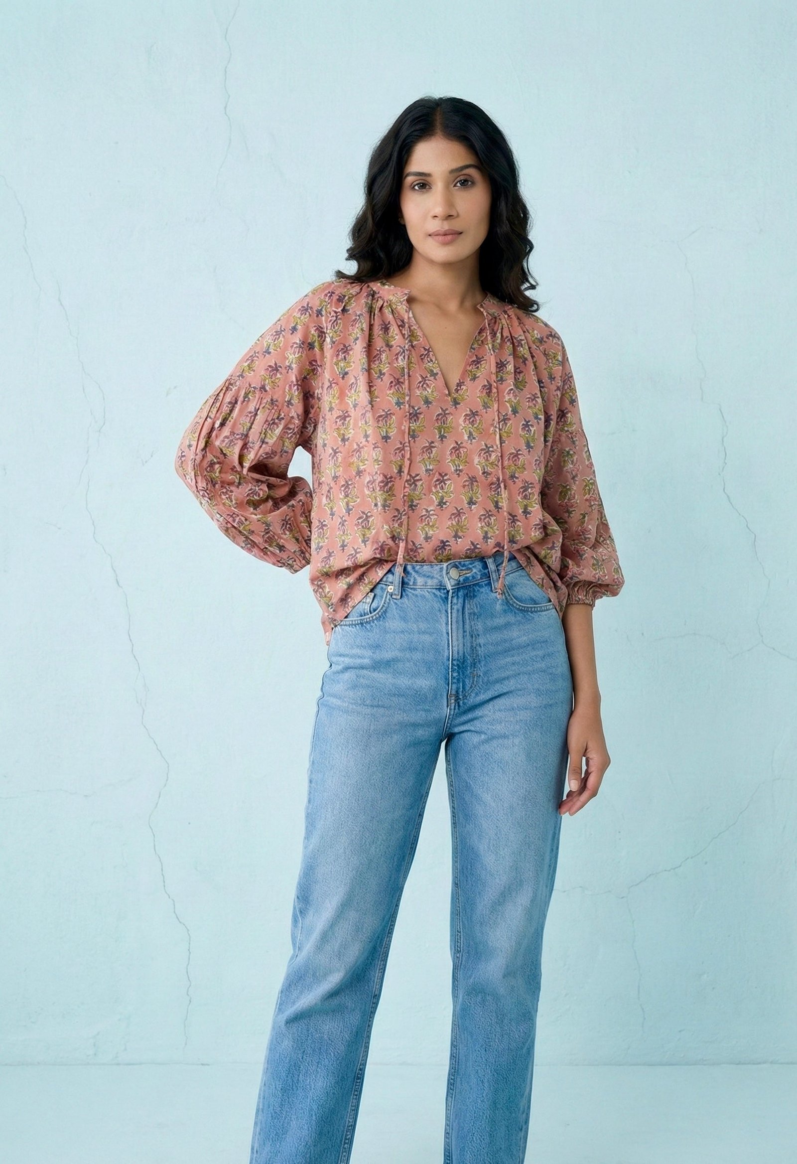 Blush Meadow Printed Cotton Top
