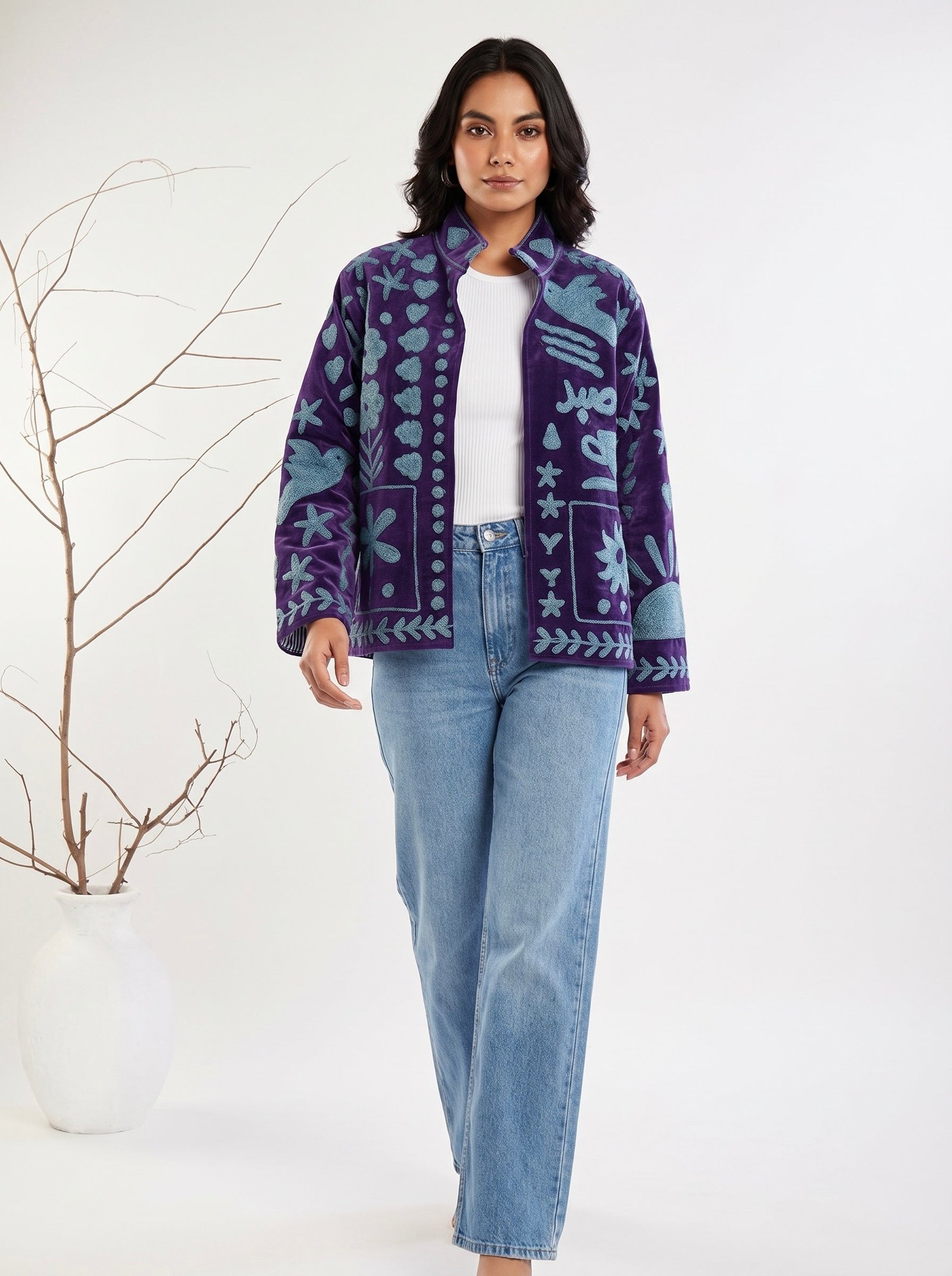 Purple Statement Embroidered Jacket