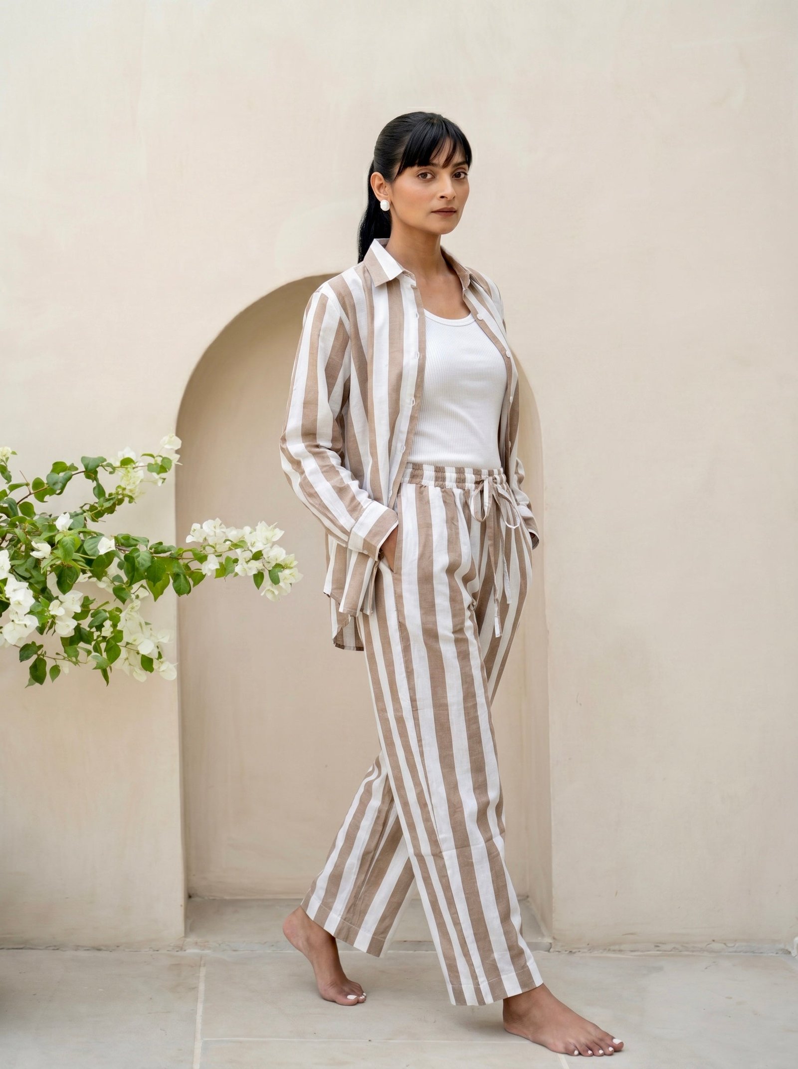 Sand Beige Stripe Co-Ord Set