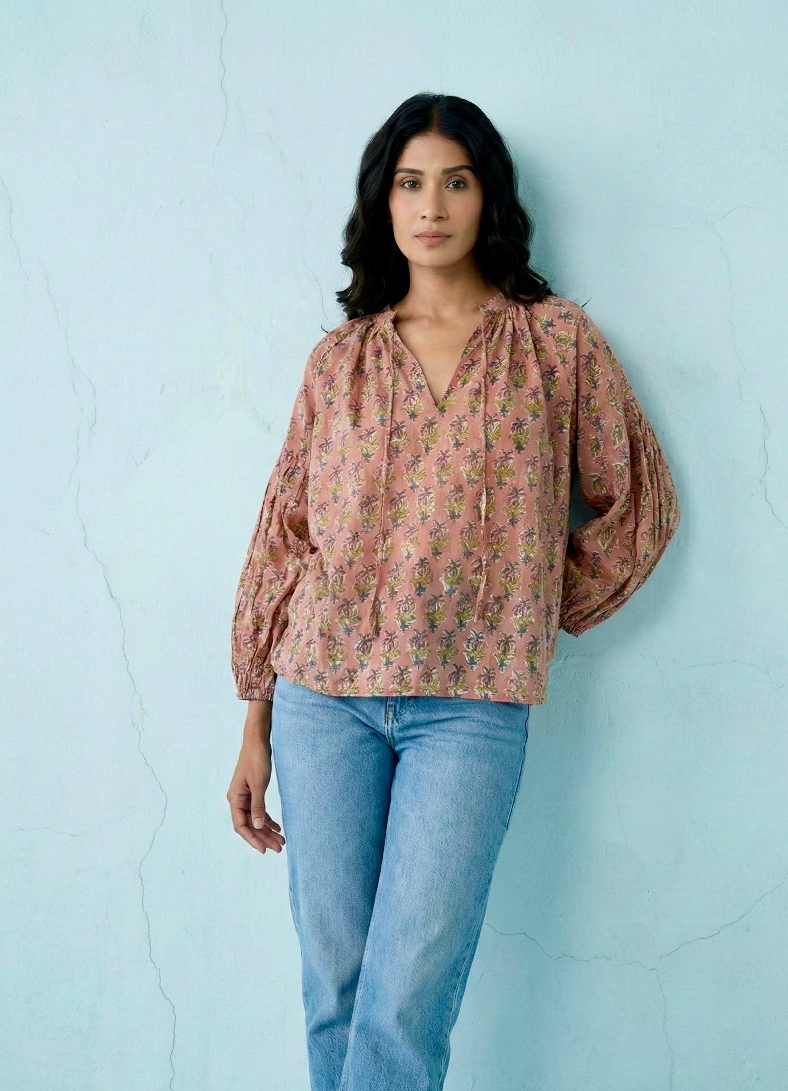 Blush Meadow Printed Cotton Top