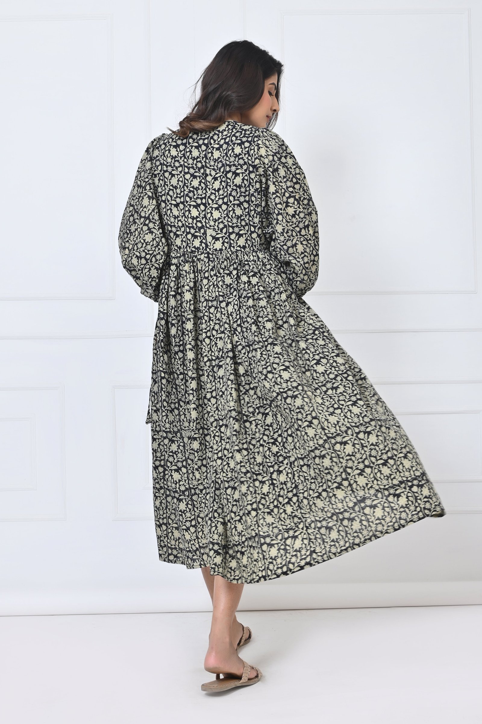 Floral Print Cotton Maxi Doi Dress