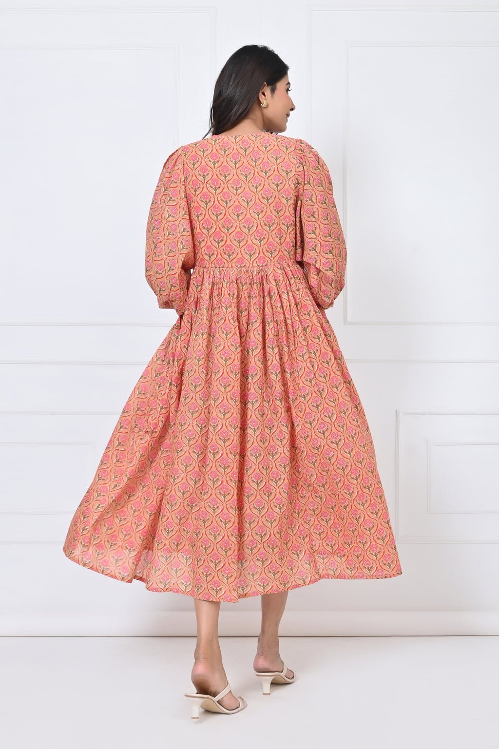 Flowers Print Cotton Maxi Doi Dress