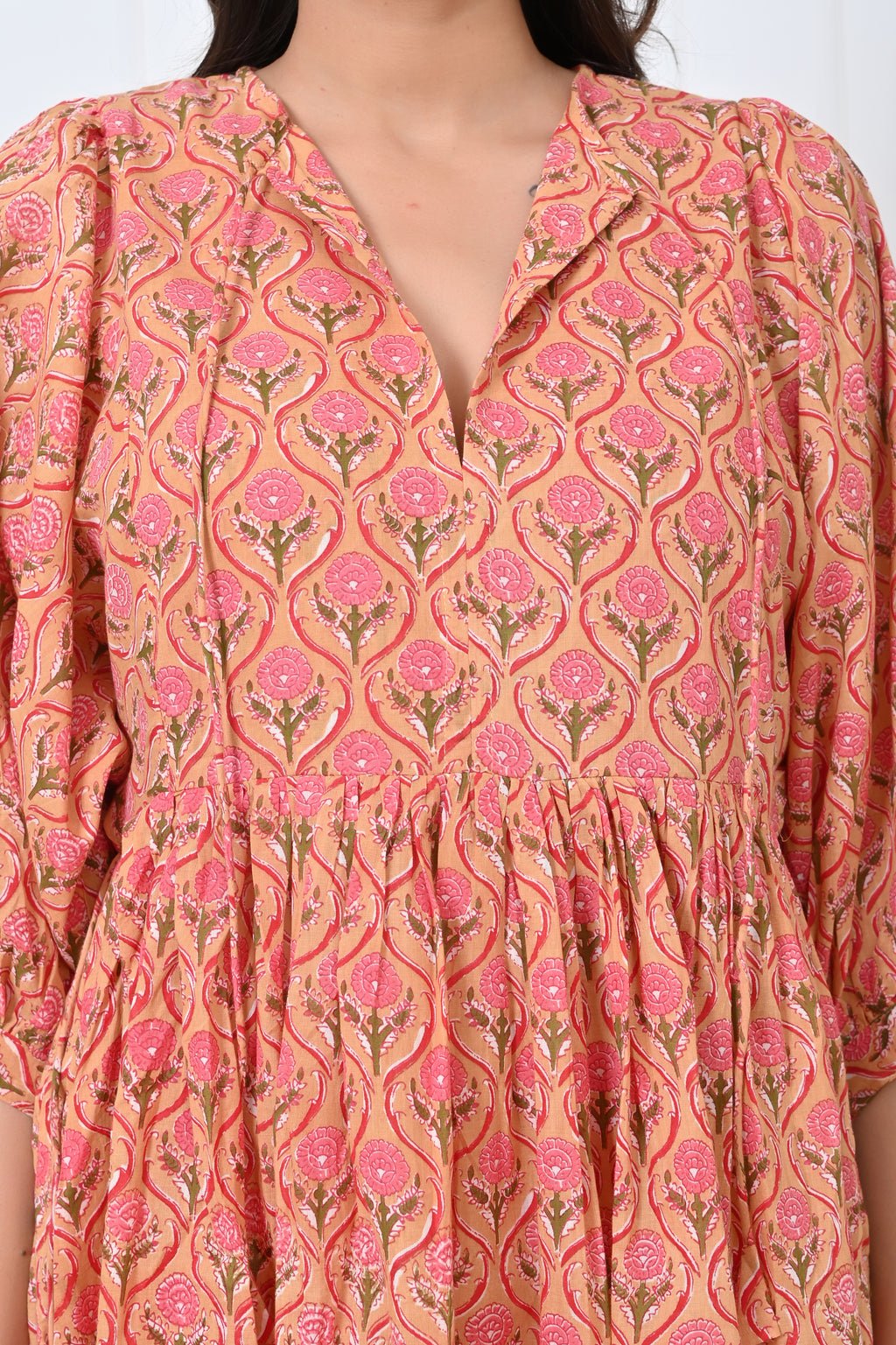 Flowers Print Cotton Maxi Doi Dress