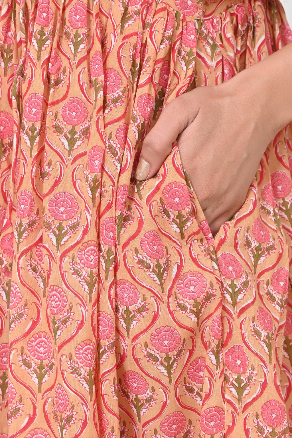 Flowers Print Cotton Maxi Doi Dress