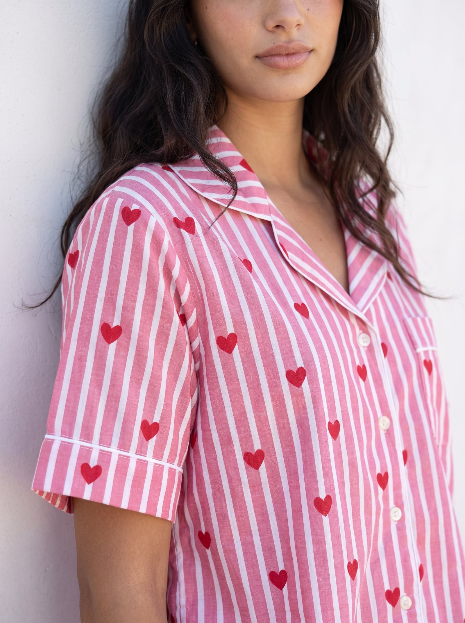 Pink Heart Stripe Pajama Set