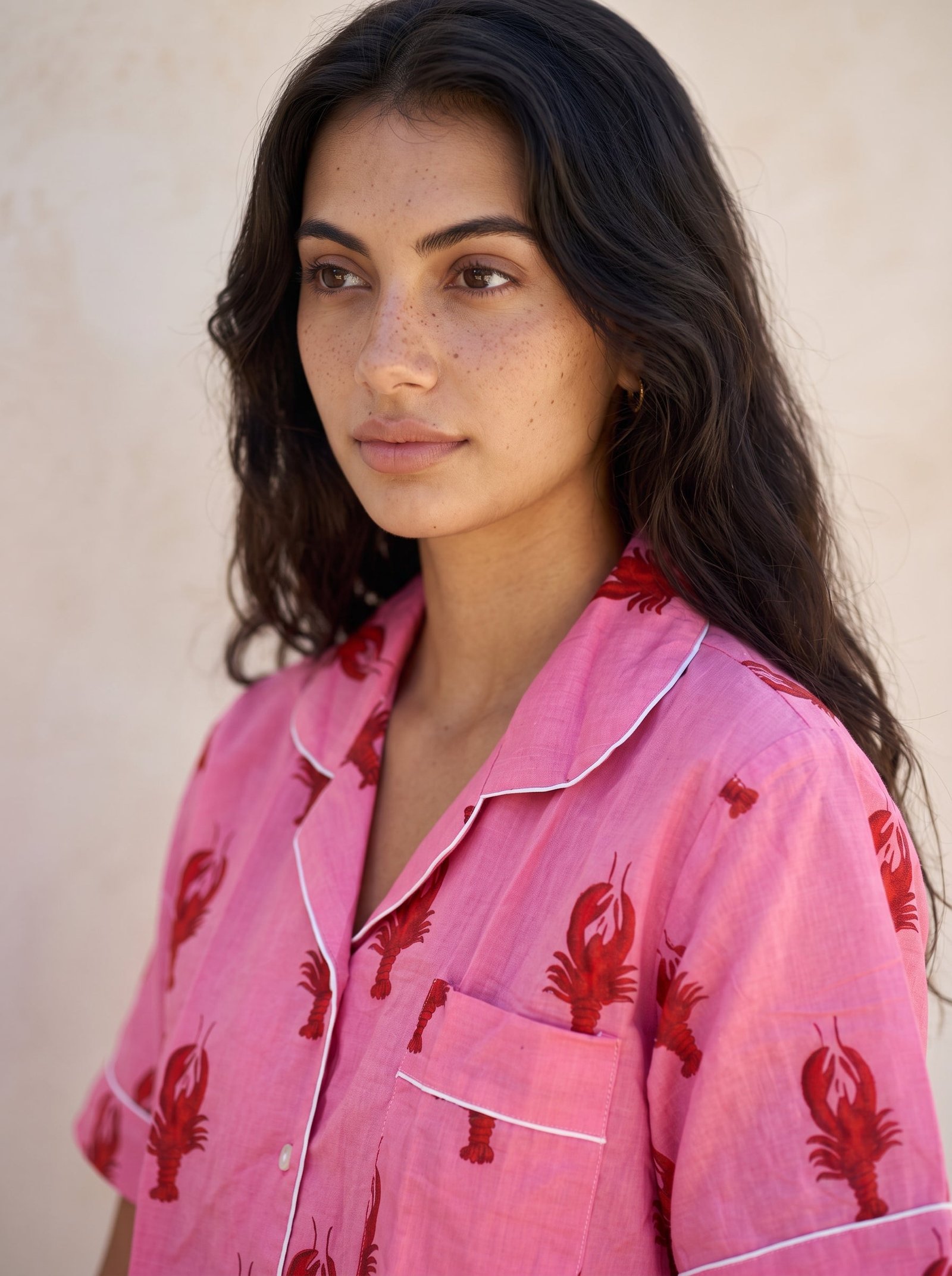 Pink Lobster Cotton Pajama Set