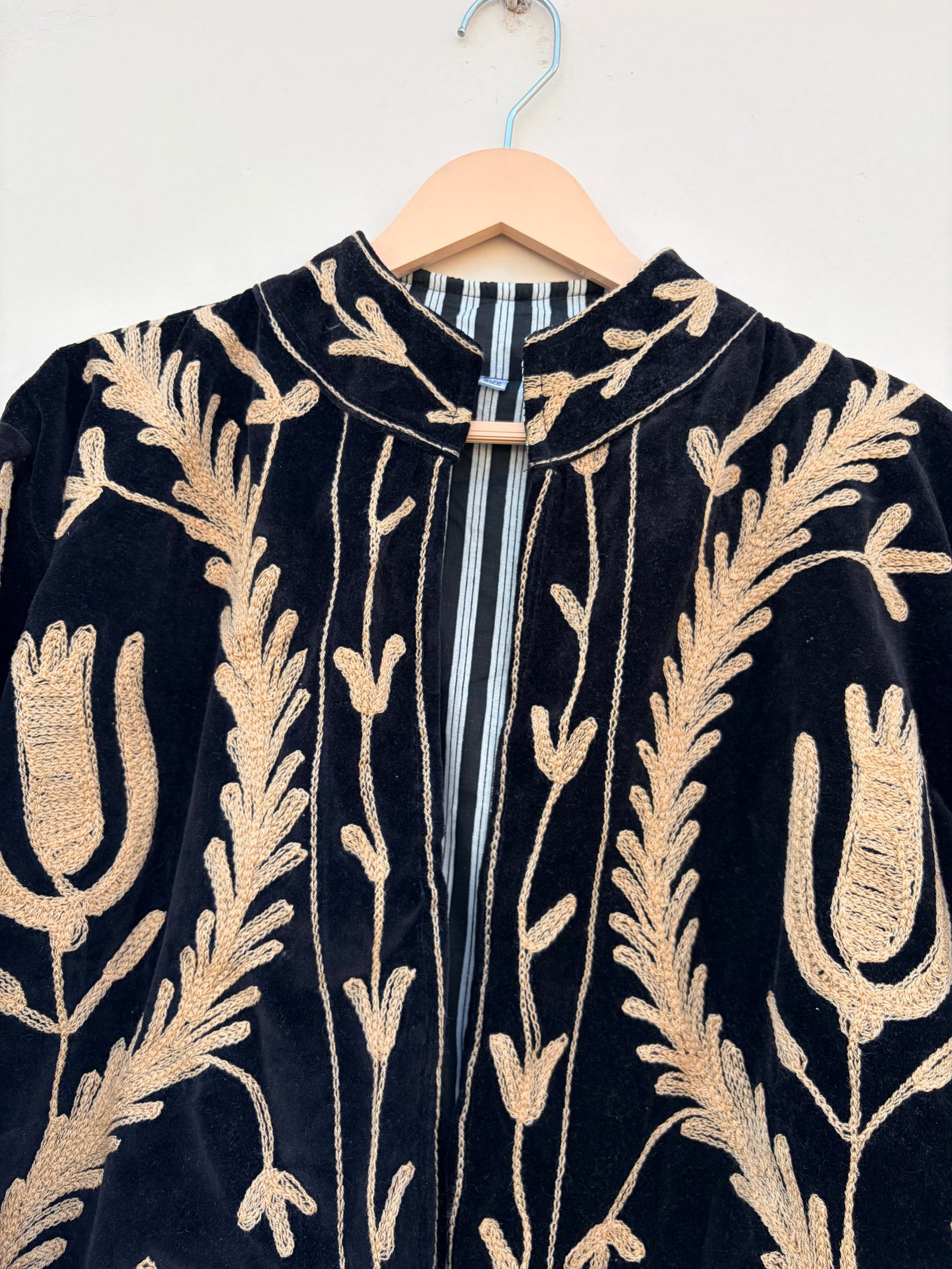 Black Embroidered Floral Velvet Jacket