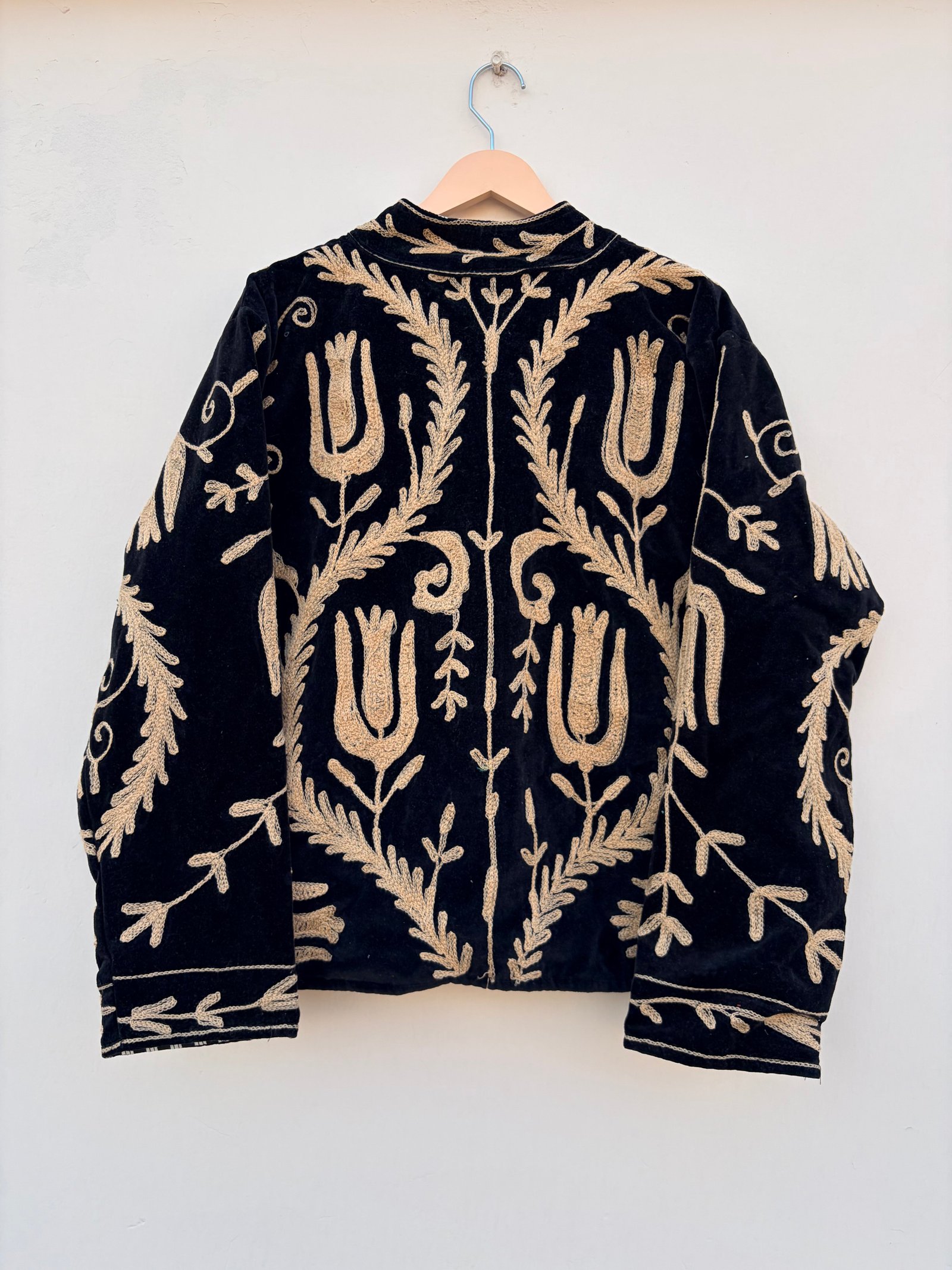 Black Embroidered Floral Velvet Jacket