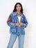 Sky Blue Floral Embroidered Velvet Jacket